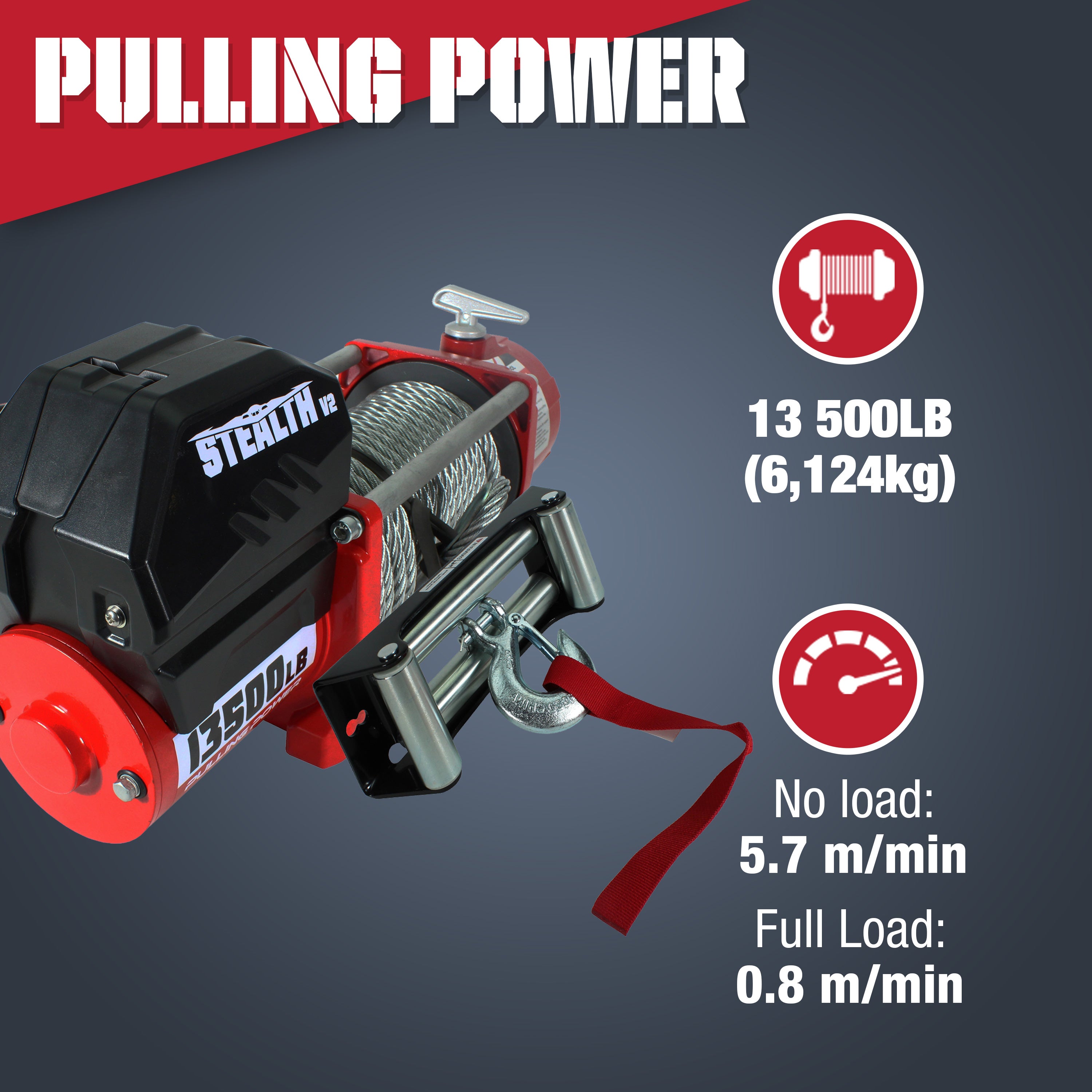 Stealth 13,500lb 12v Electric Winch - Offroad