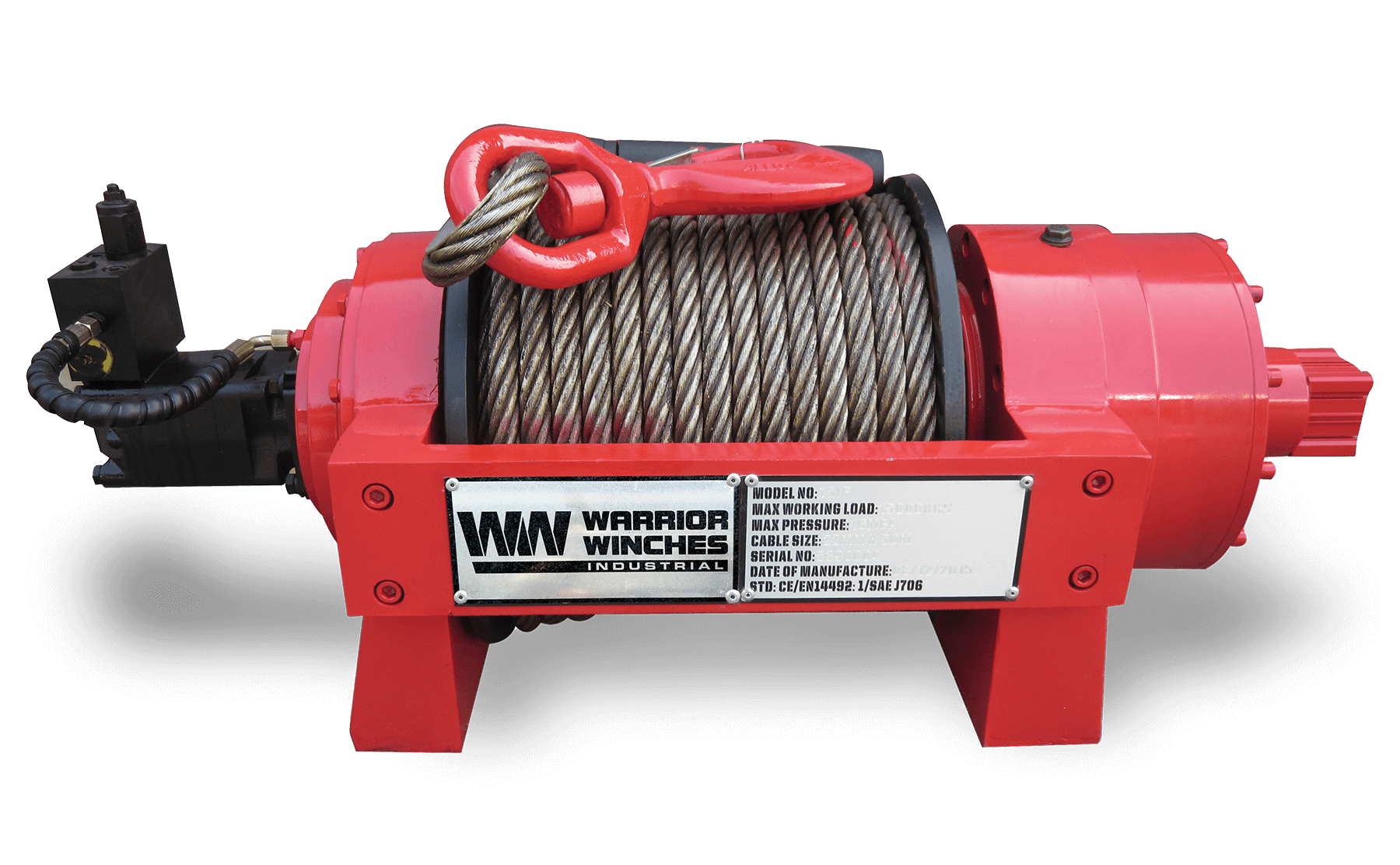 JP10 22,000lb (10 Ton) Industrial Hydraulic Winch - Steel Rope