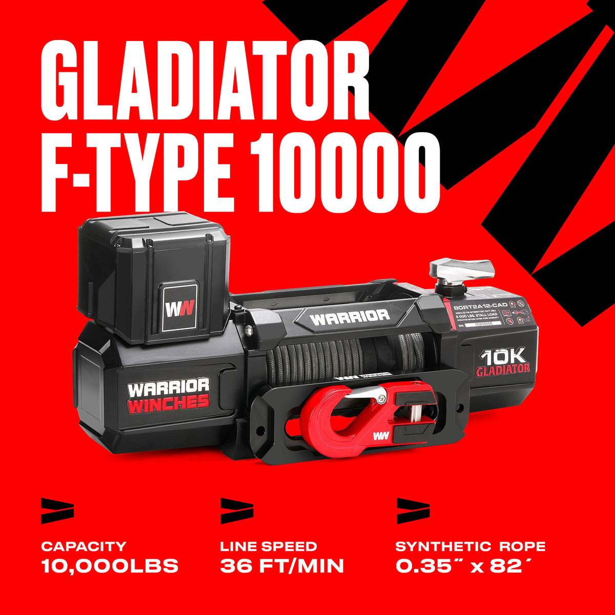Gladiator V2 R-Type 10,000 Electric Winch - 12v Synthetic Rope
