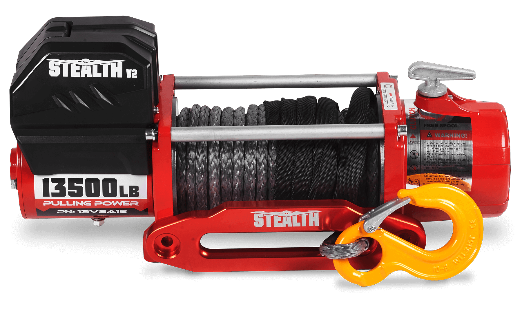 Stealth 13,500lb 12v Electric Winch - Synthetic Rope