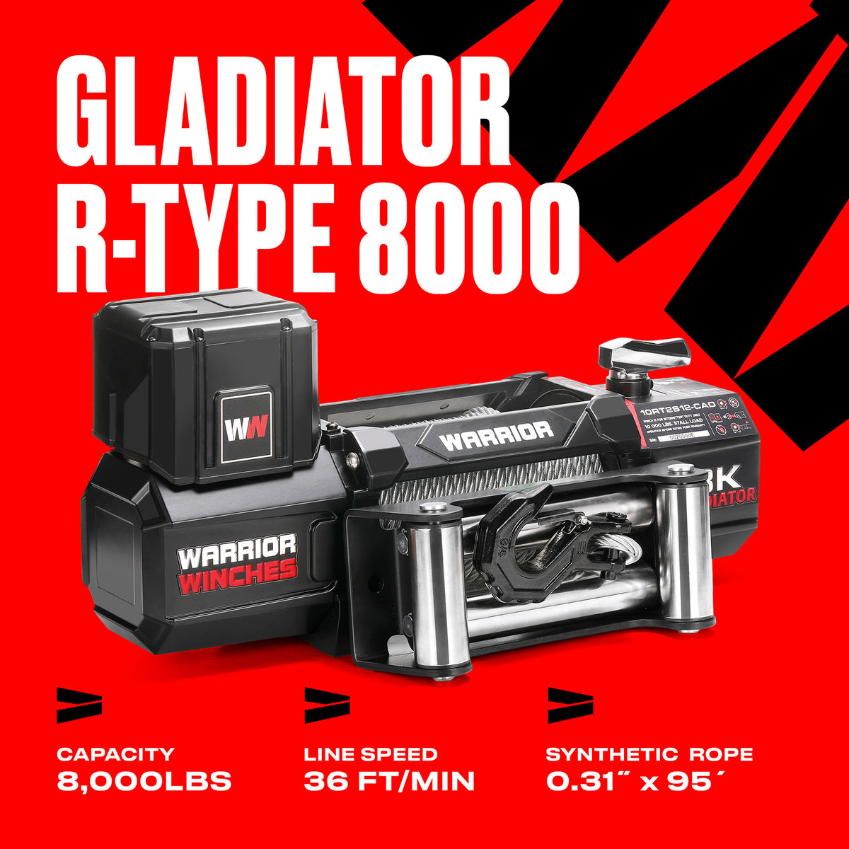 Gladiator V2 R-Type 8,000 Electric Winch - 12v Steel Rope