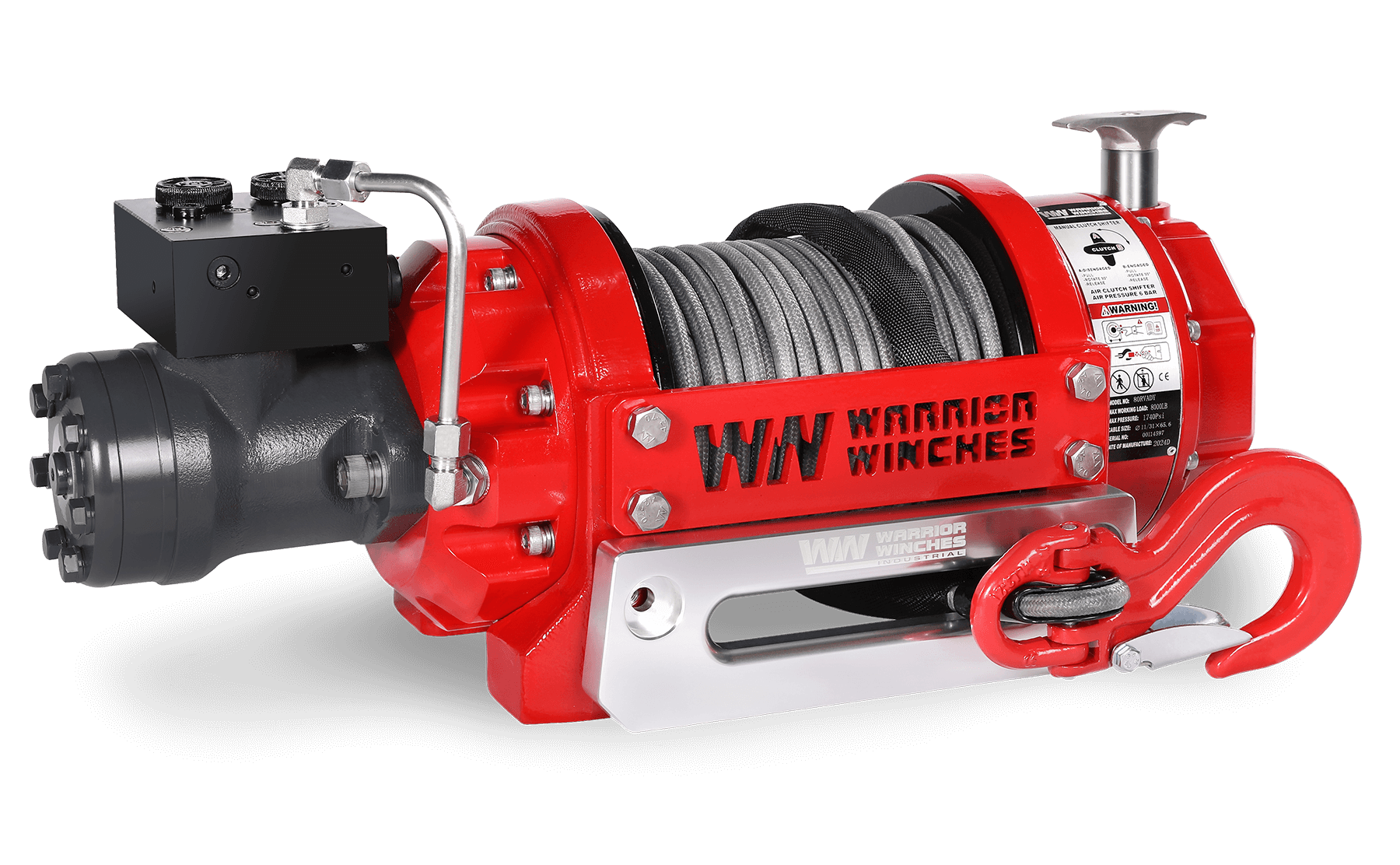 RV8 8,000lb (3.6 Ton) Hydraulic Winch - Synth Rope | Warrior Winches