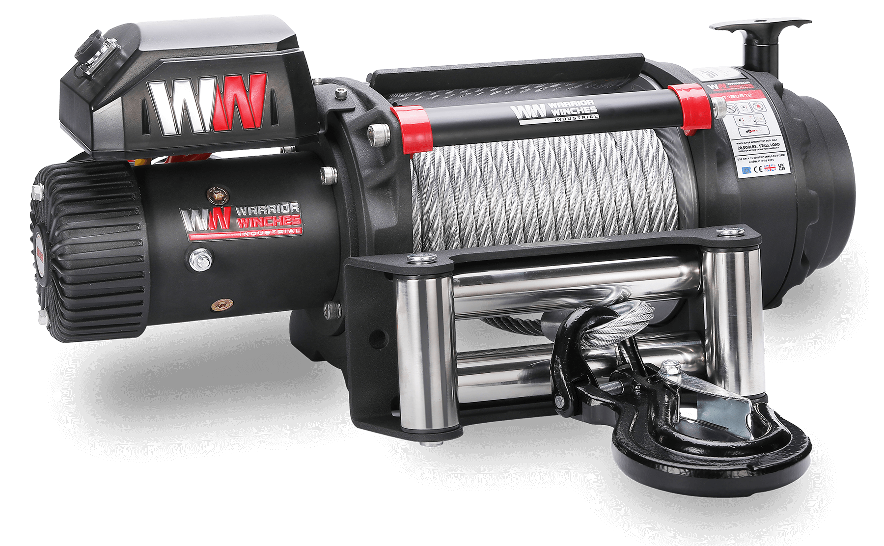 T1000 18,000lb Severe Duty 12v Electric Winch - Steel Rope