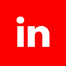 LinkedIn logo on a red background
