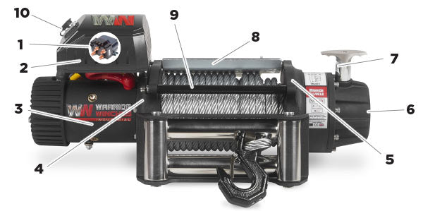 T1000 14,500lb Severe Duty 12v Electric Winch - Steel Rope Parts Image