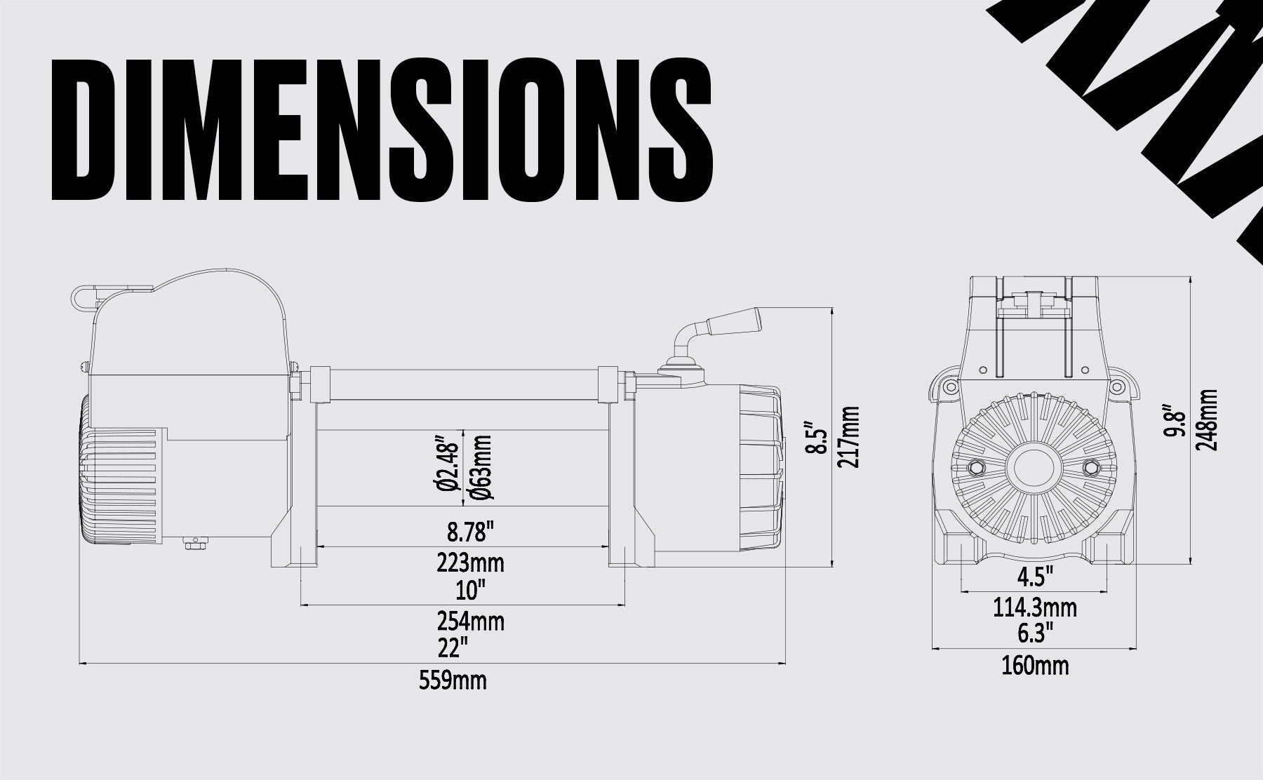 Samurai 10,000lb 12v Electric Winch - Steel Rope