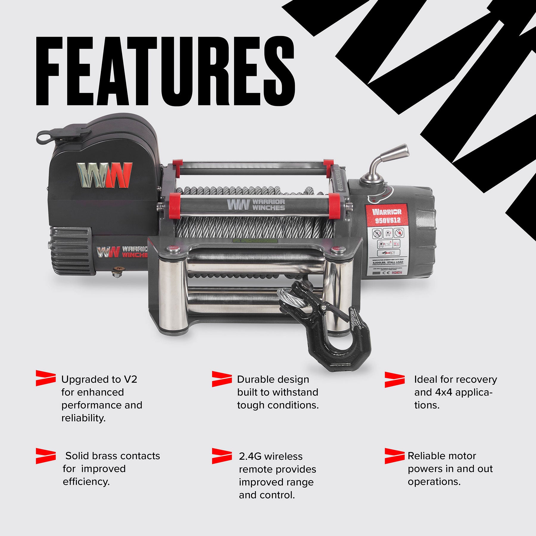 Samurai 10,000lb 12v Electric Winch - Steel Rope