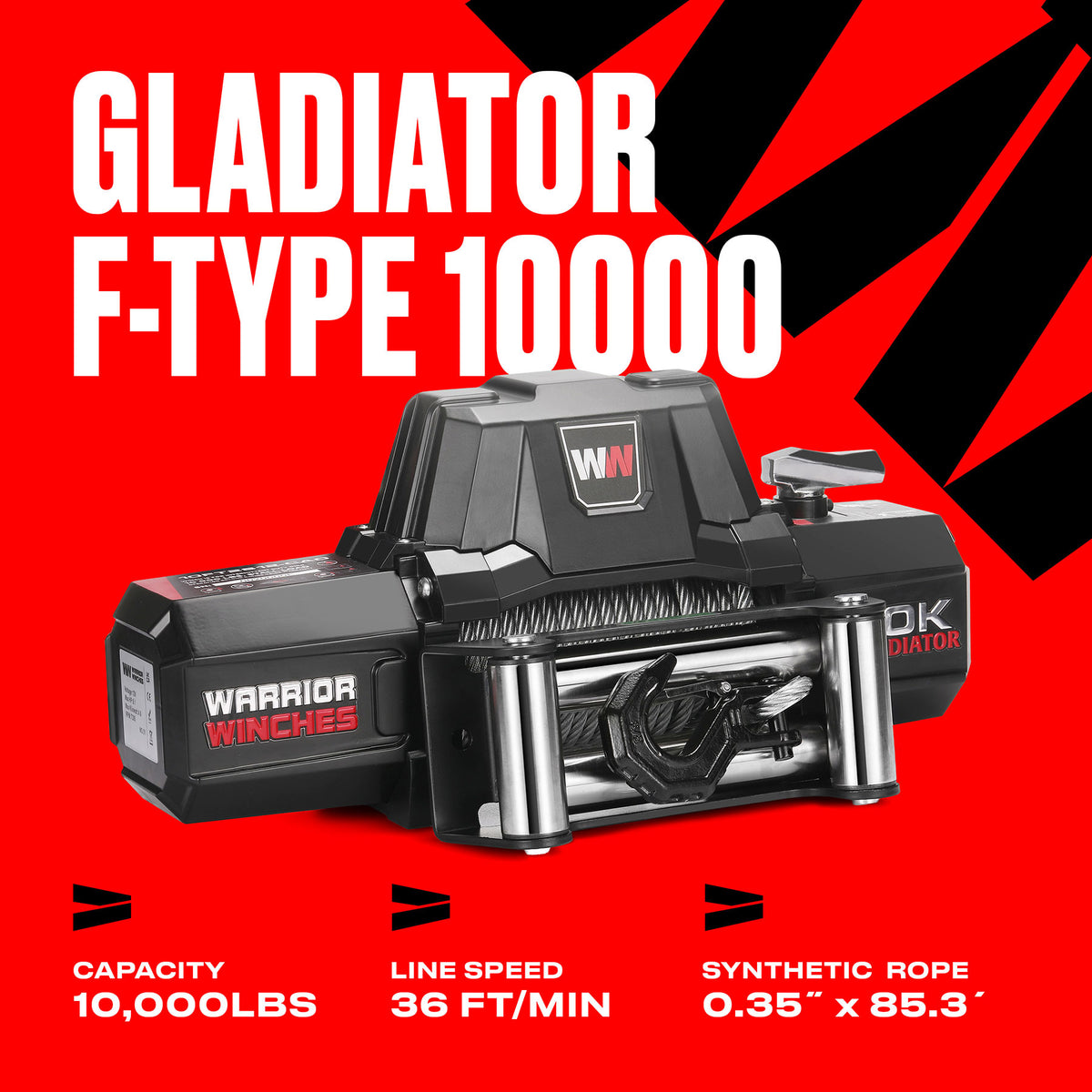 Gladiator V2 F-Type 10,000 Electric Winch - 12v Steel Rope