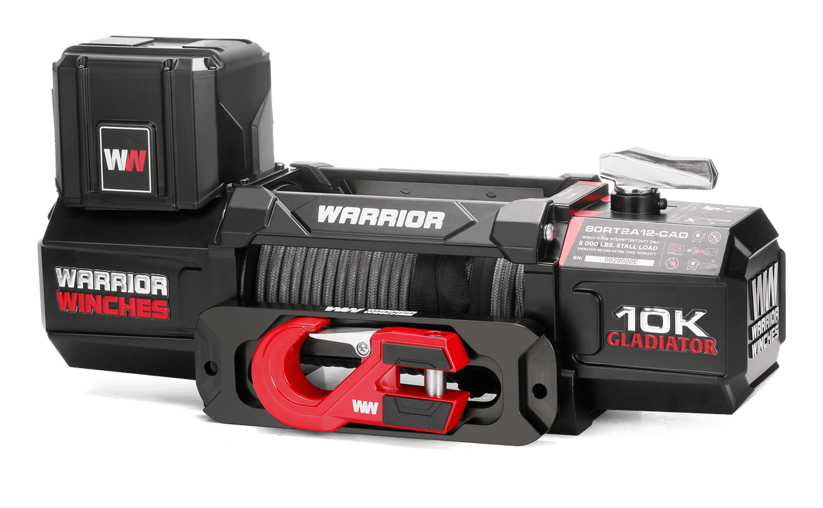 Gladiator V2 R-Type 10,000lb 12v Electric Winch - Synthetic Rope - Warrior Winches USA
