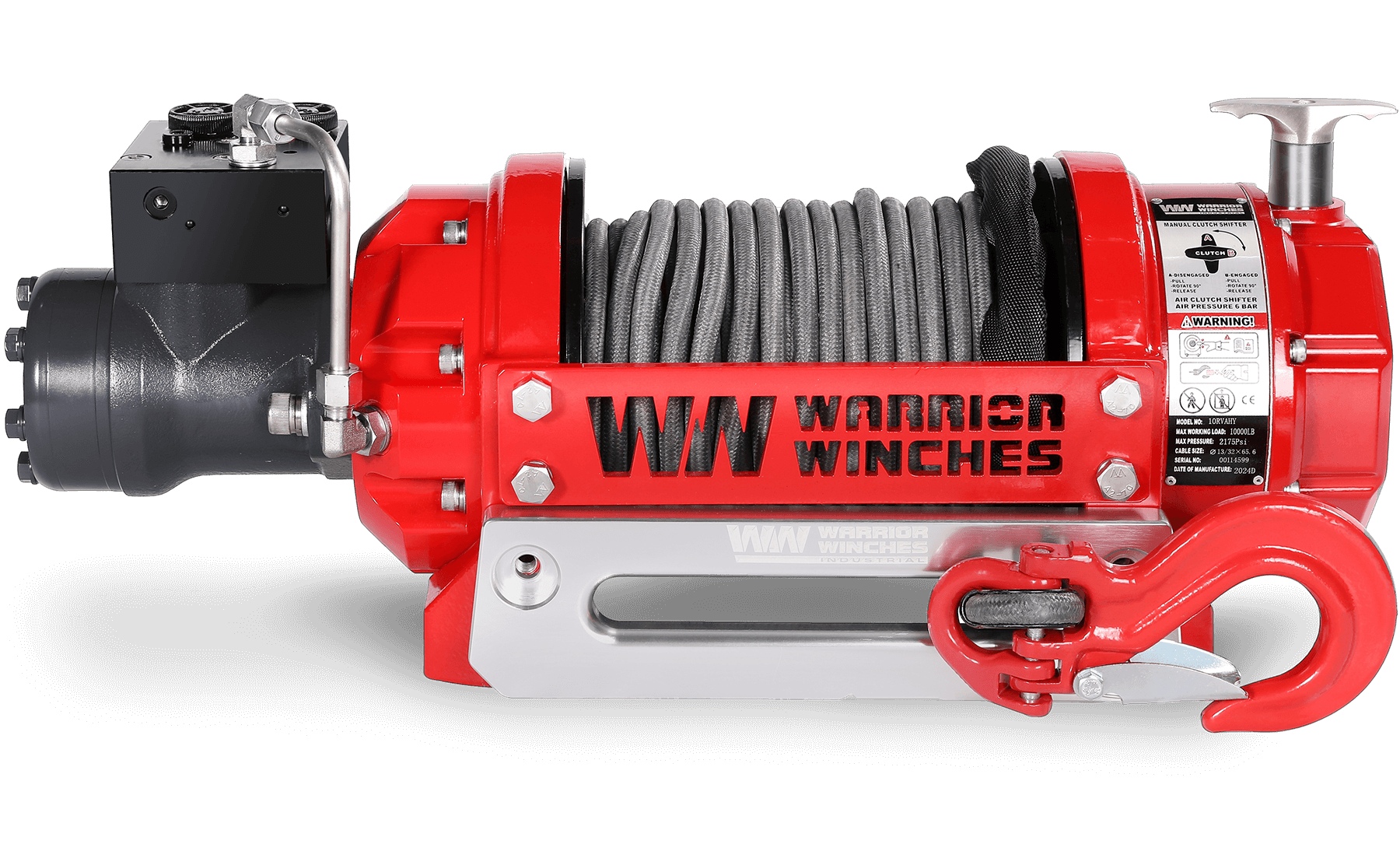 RV10 10,000lb (4.5 Ton) Industrial Hydraulic Winch - Synthetic Rope
