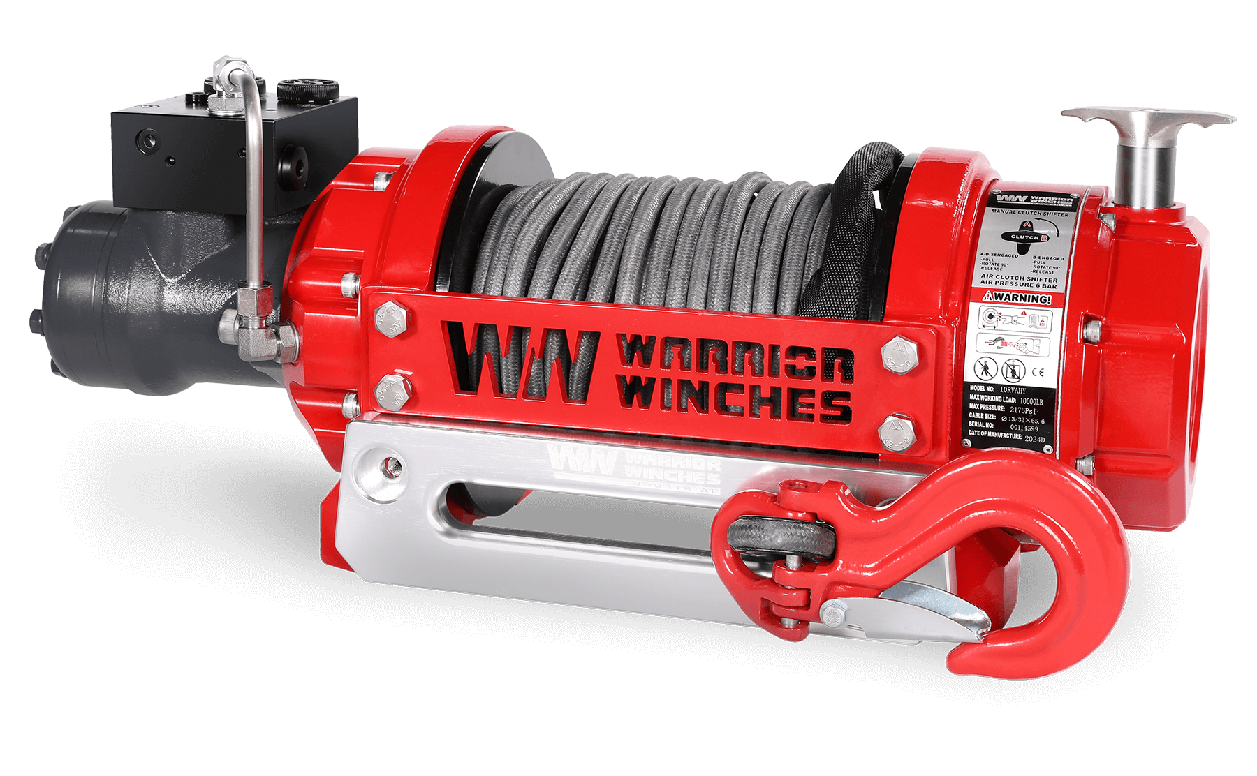 RV10 10,000lb (4.5 Ton) Industrial Hydraulic Winch - Synthetic Rope