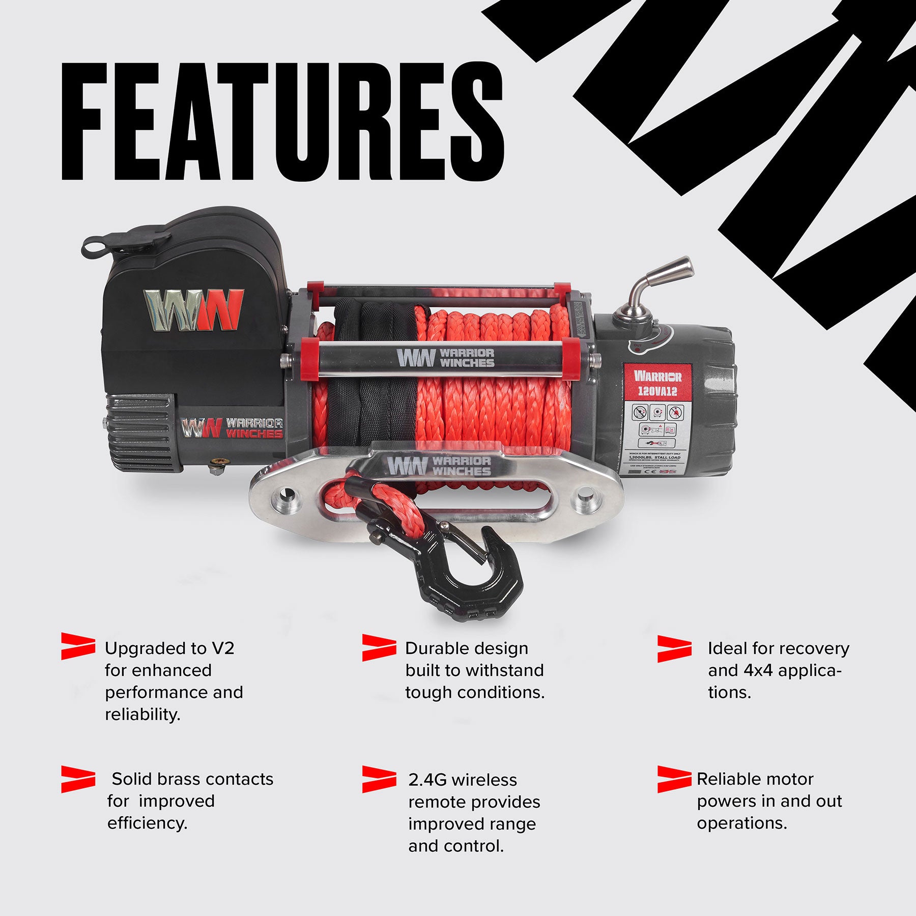 Samurai 12,500lb 12v Synthetic Rope Winch