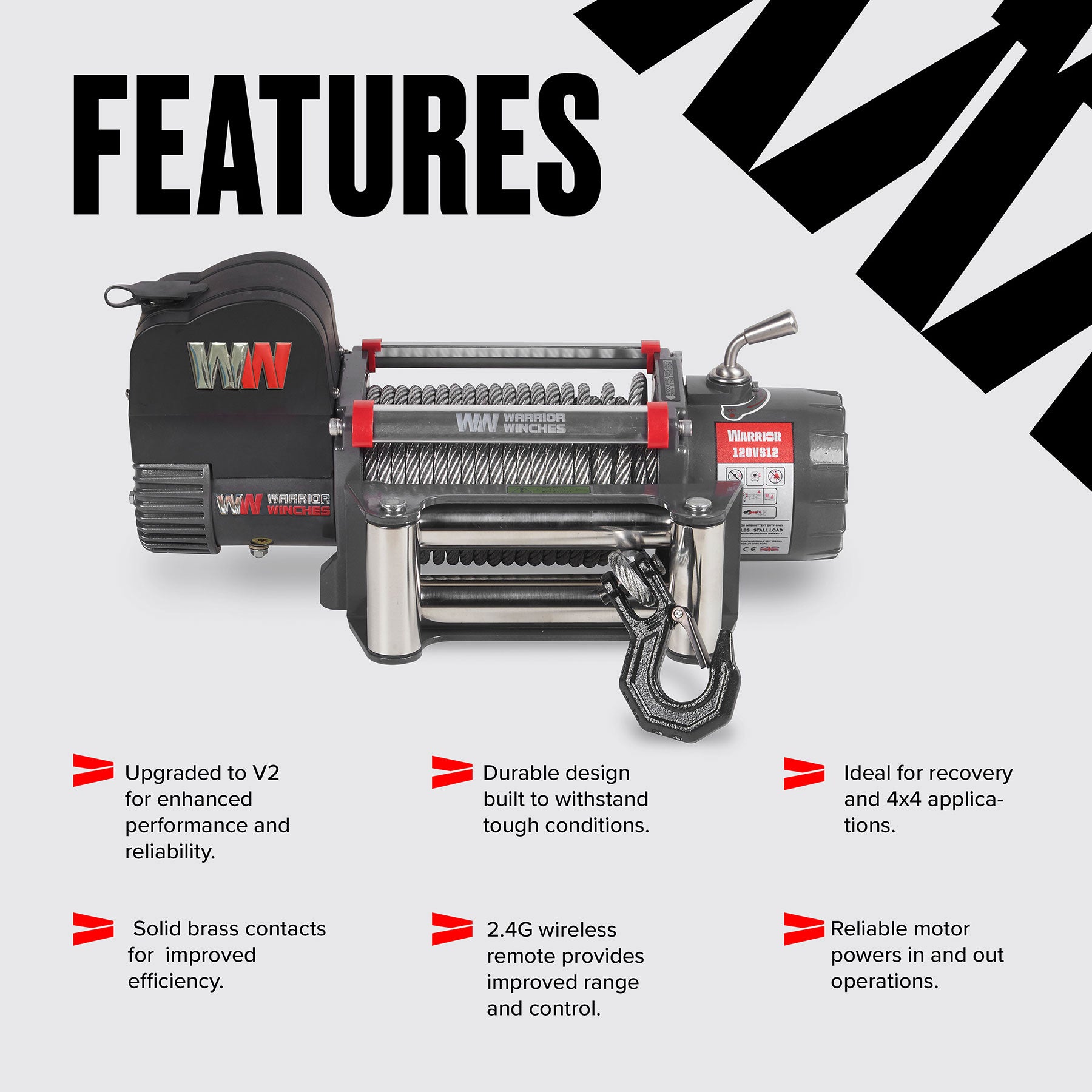 Samurai 12,500lb 12v Electric Winch - Steel Rope