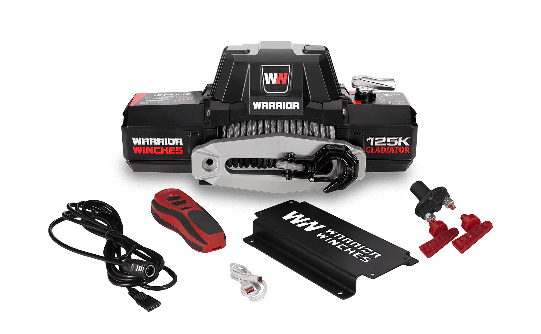 Gladiator F-Type 12,500lb 12v Electric Winch - Synthetic Rope