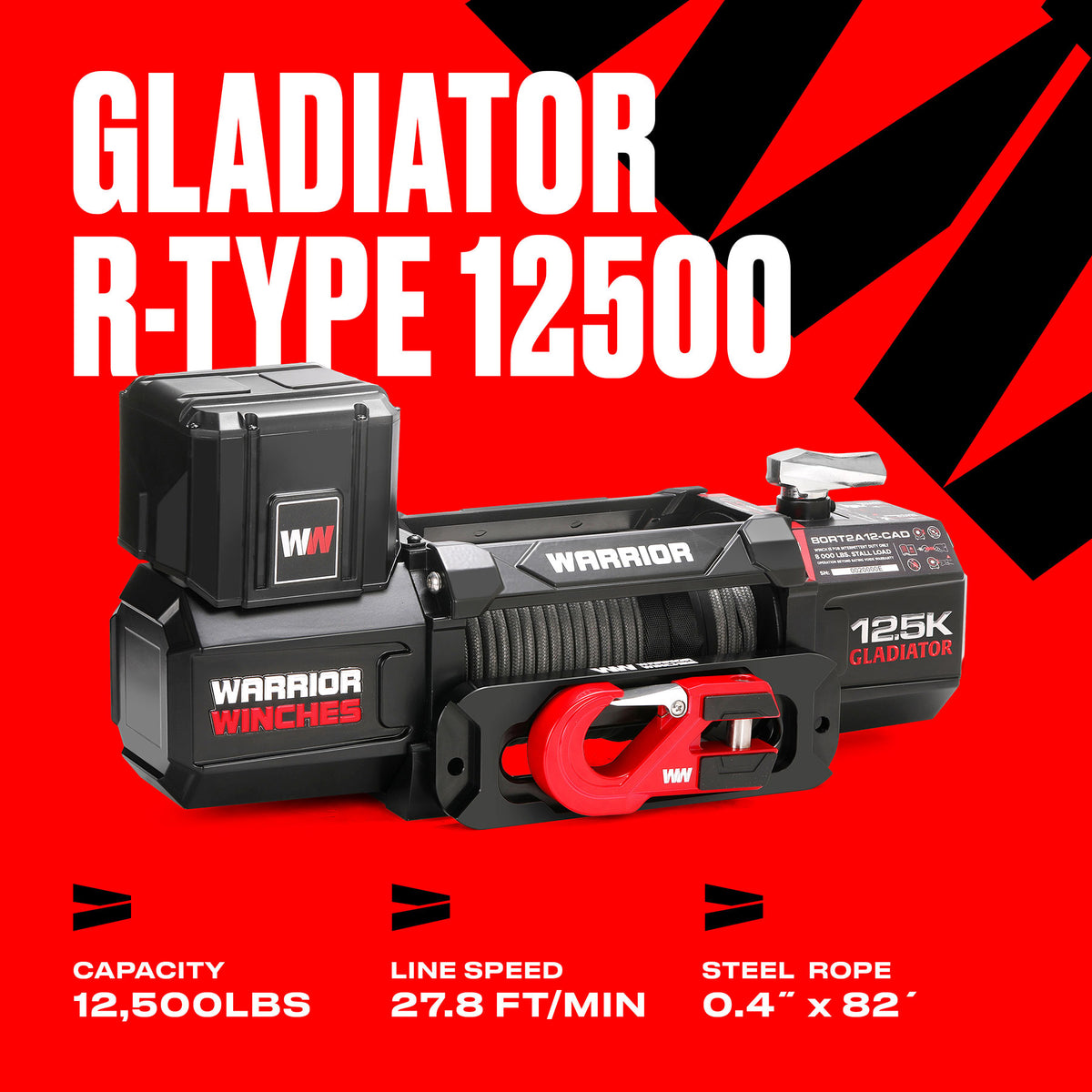 Gladiator V2 R-Type 12,500 Electric Winch - 12v Synthetic Rope