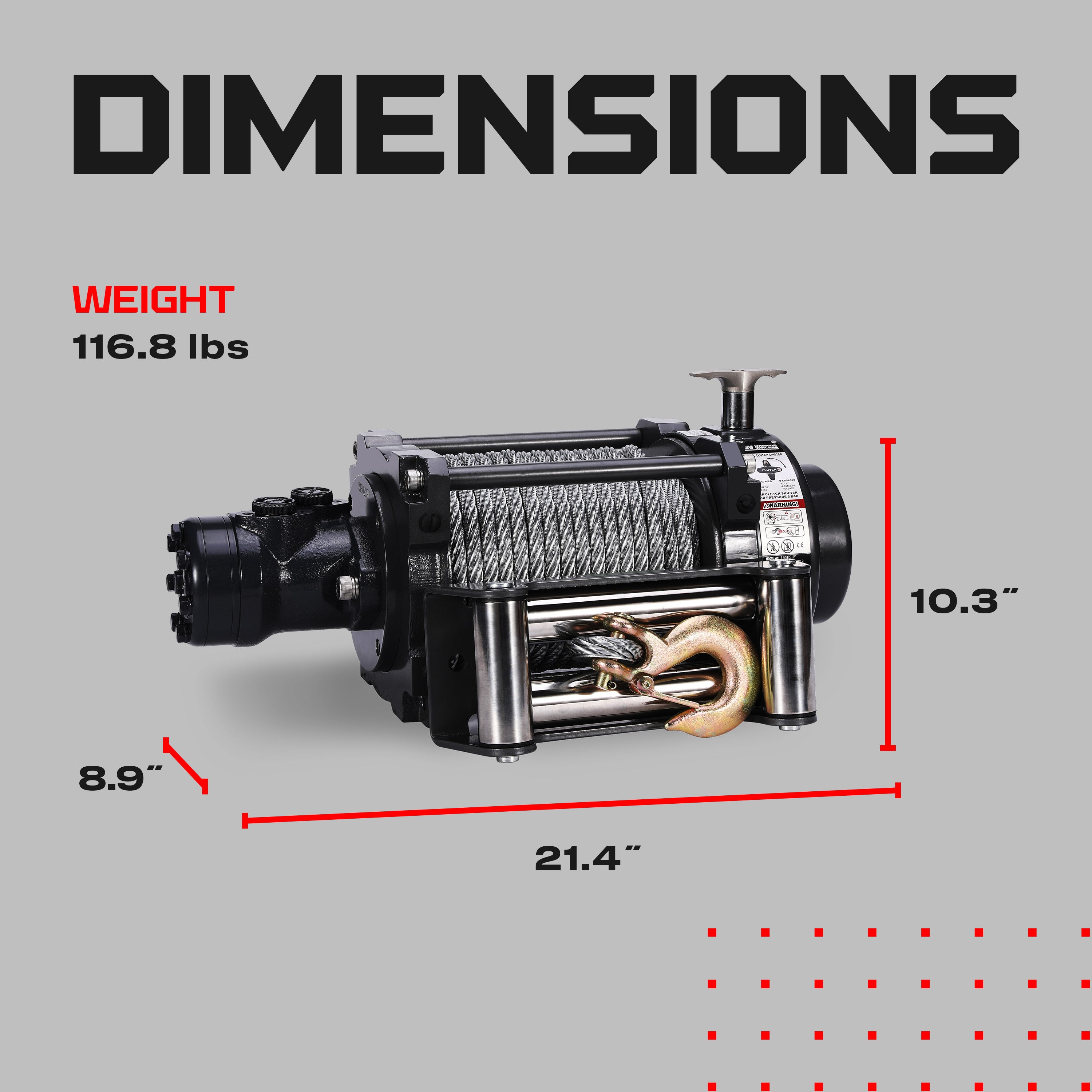 NH 15,000lb Industrial Hydraulic Winch - Steel Rope