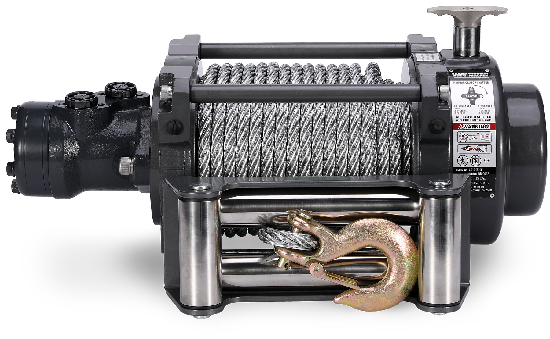 NH 15,000lb Industrial Hydraulic Winch - Steel Rope