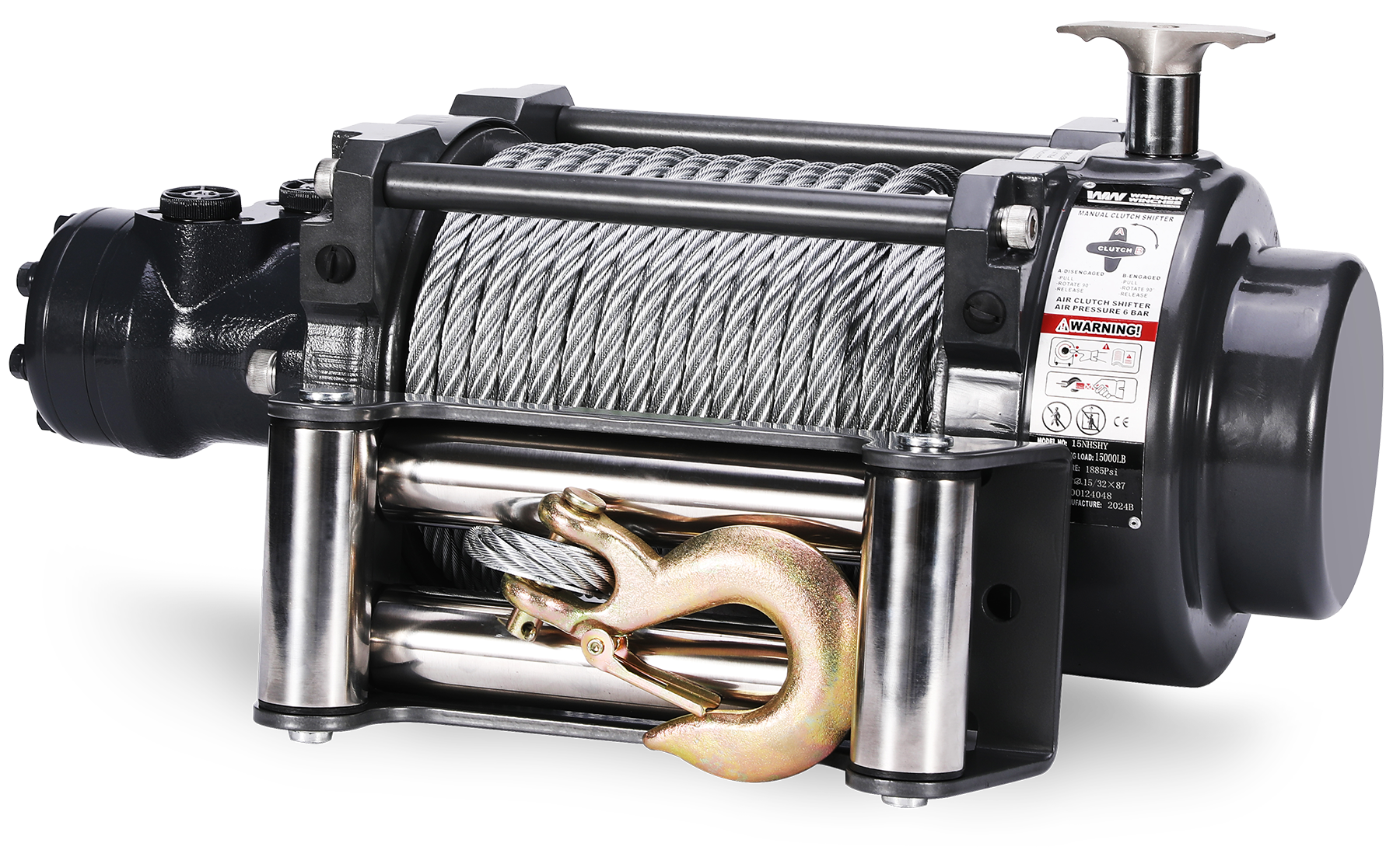 NH 15,000lb Industrial Hydraulic Winch - Steel Rope