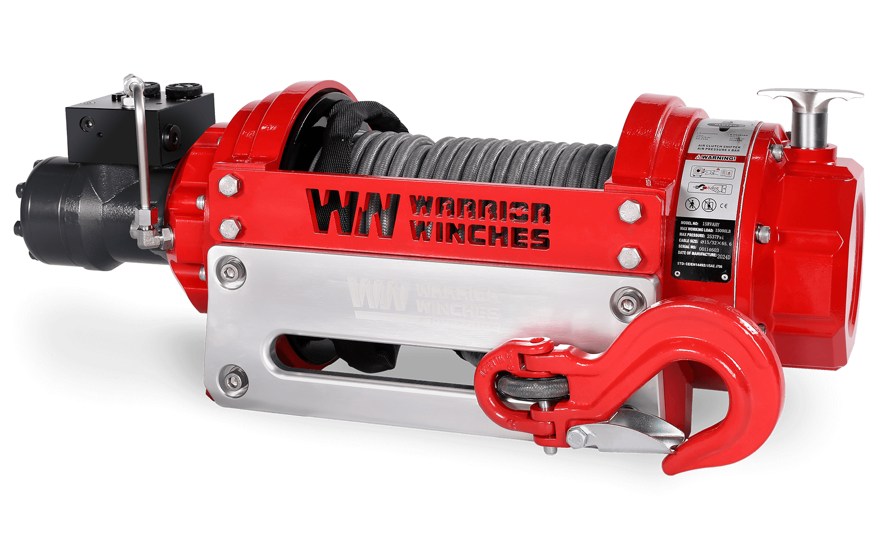 RV15 15,000lb (6.8 Ton) Industrial Hydraulic Winch - Synthetic Rope