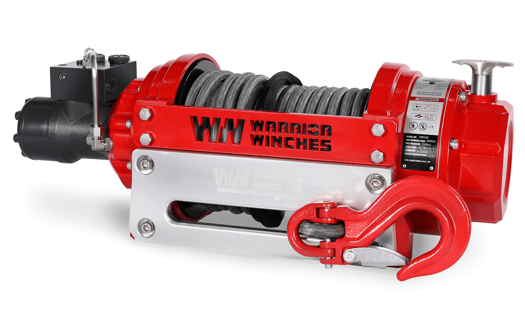 RV18 18,000lb (8.1 Ton) Industrial Hydraulic Winch - Synthetic Rope
