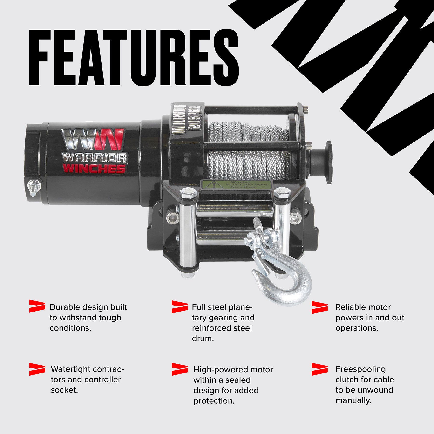 Ninja 2,000lb 12v Electric Winch - Steel Rope