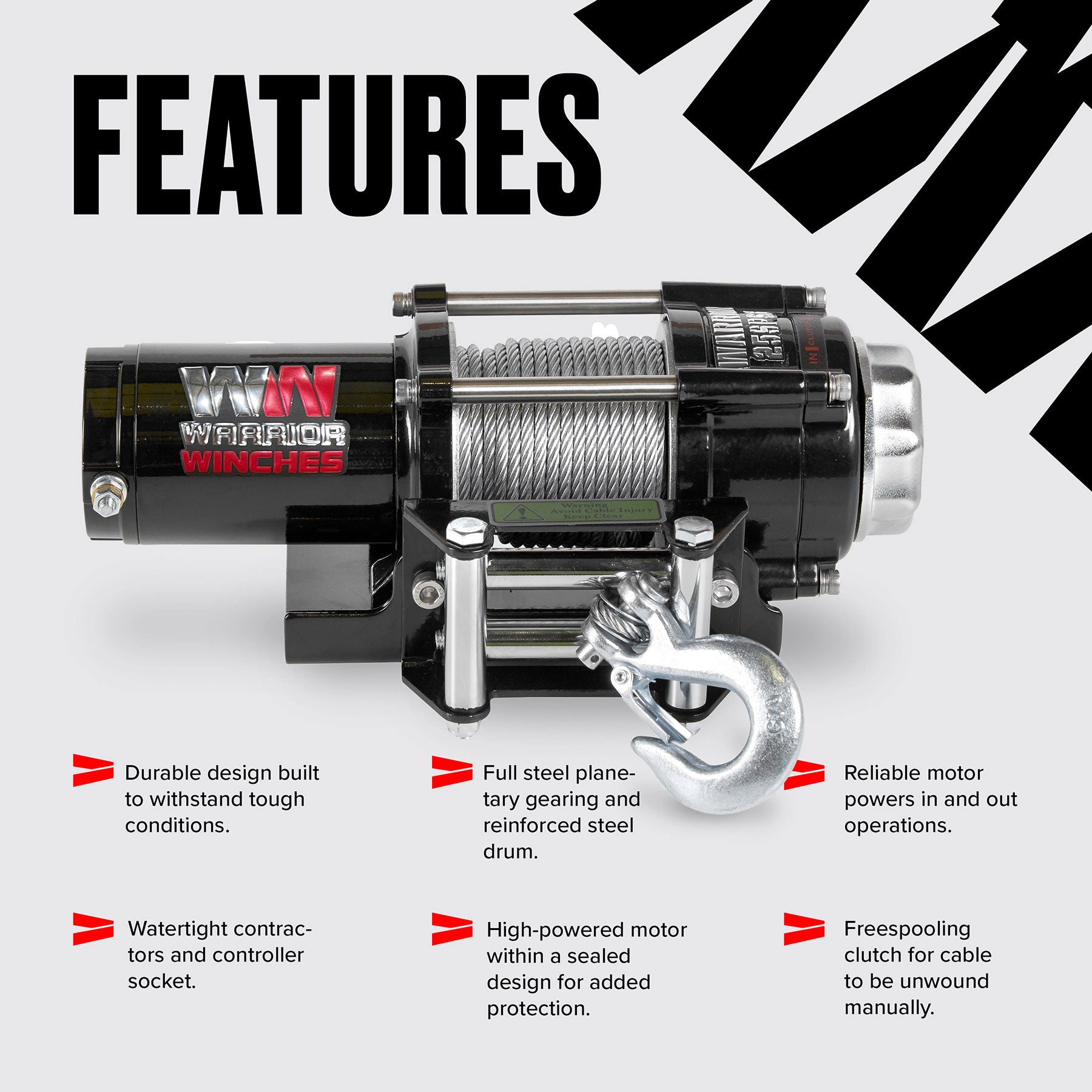 Ninja 2,500lb 12v Electric Winch | Warrior Winches