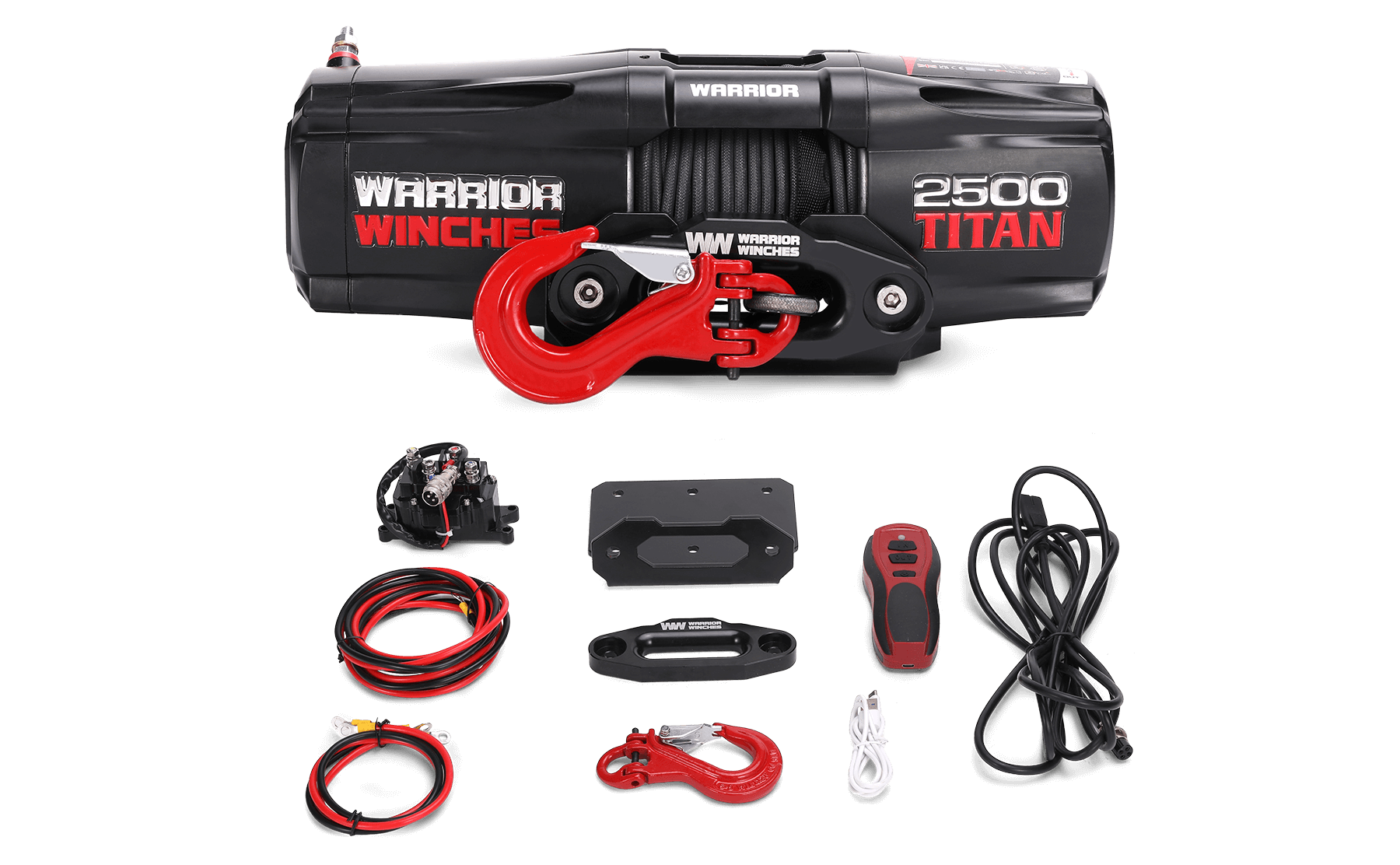 Titan 2,500lb 12v Electric Winch - Synthetic Rope