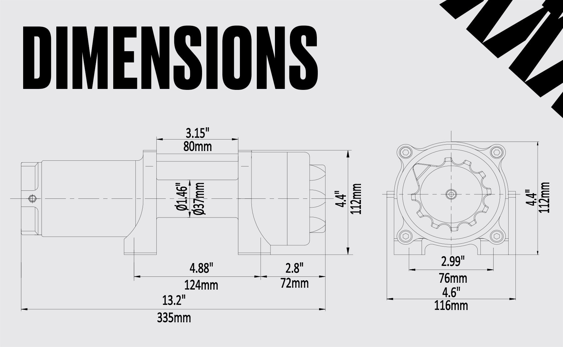 Ninja 3,500lb 12v Electric Winch - Synthetic Rope
