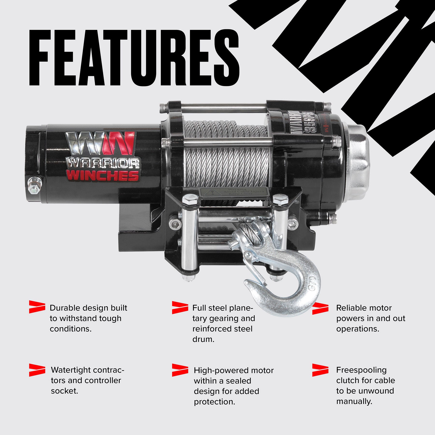 Ninja 3,500lb 12v Electric Winch - Steel Rope