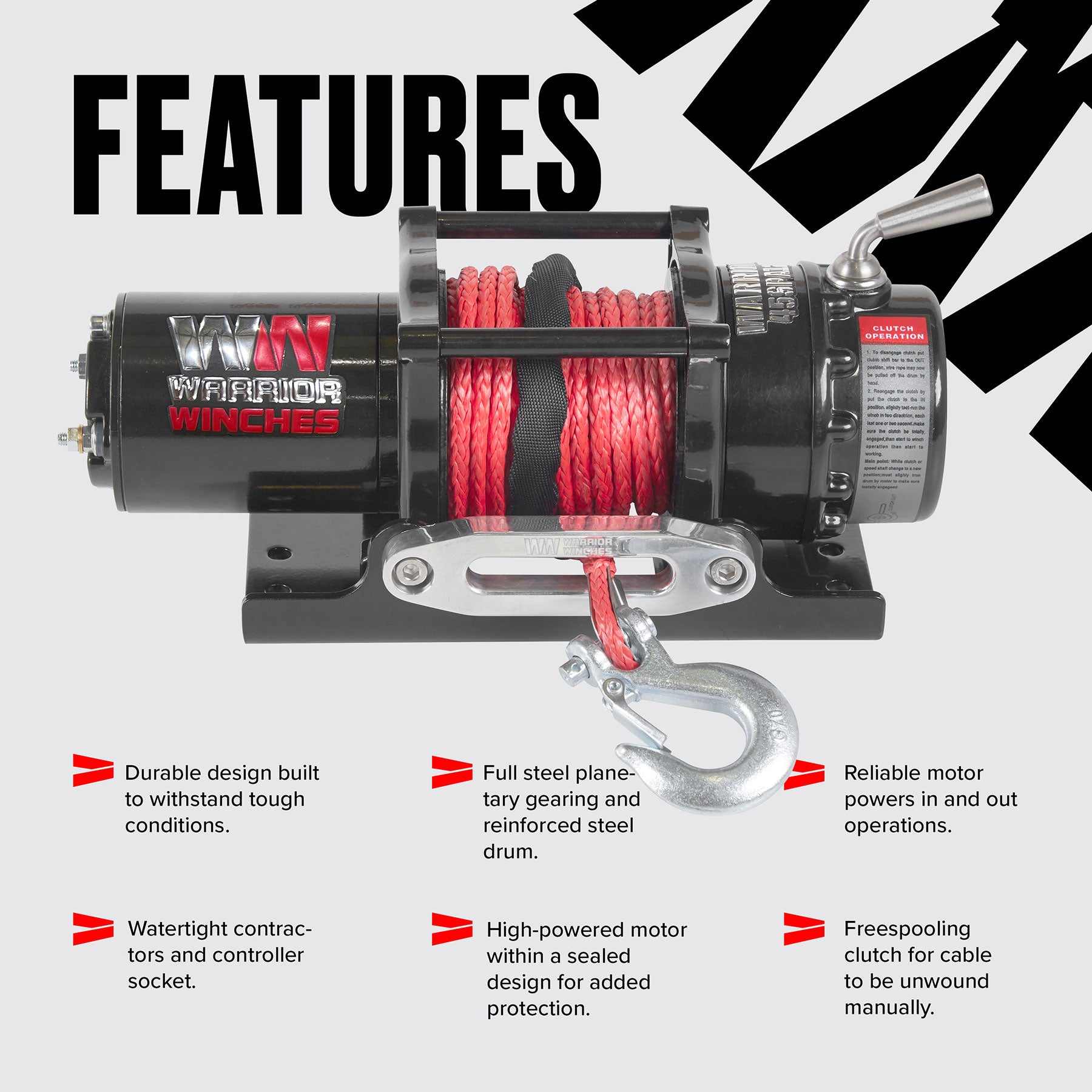 Ninja 4,500lb 12v Electric Winch - Synthetic Rope