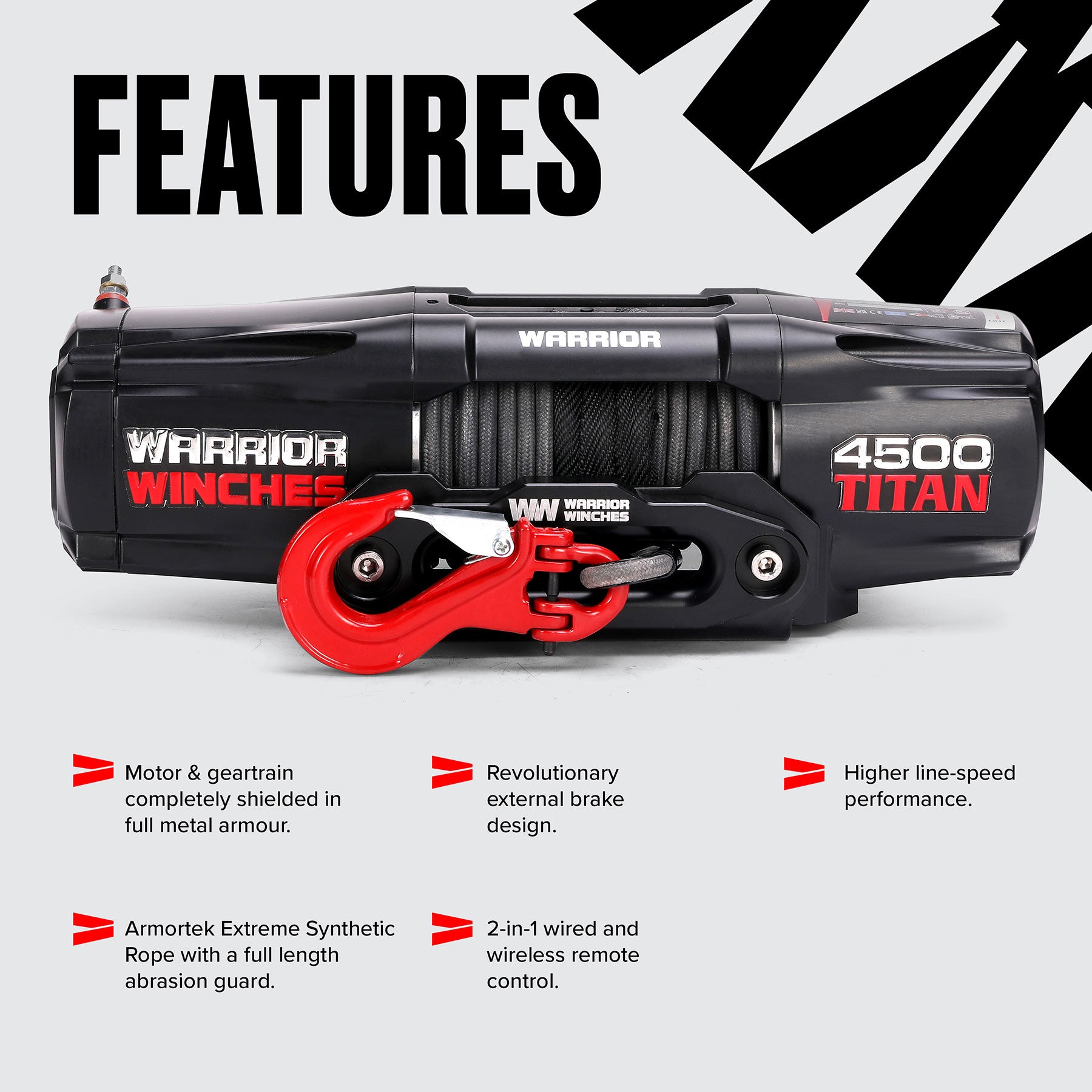 Titan 4,500lb 12v Electric Winch - Synthetic Rope