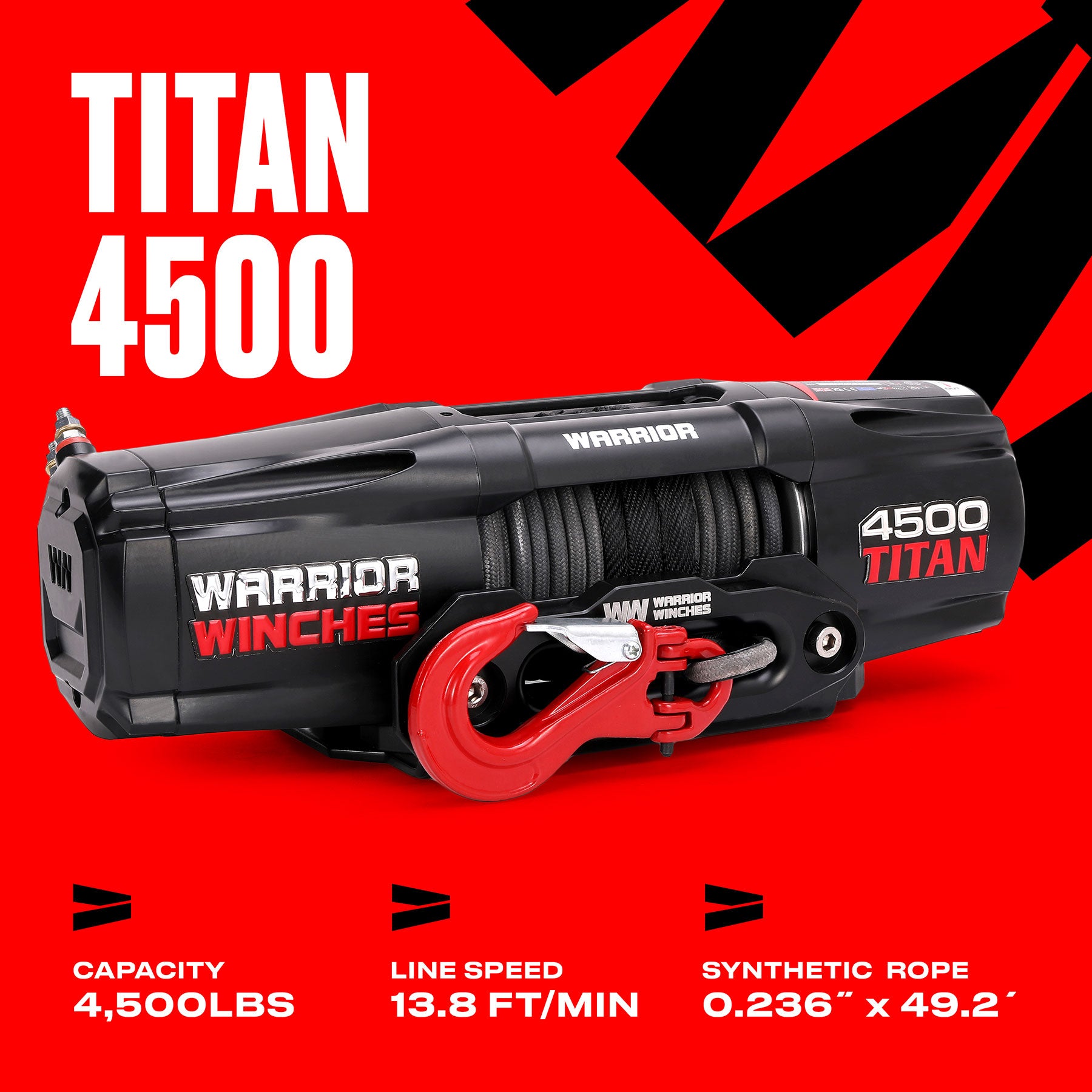 Titan 4,500lb 12v Electric Winch - Synthetic Rope