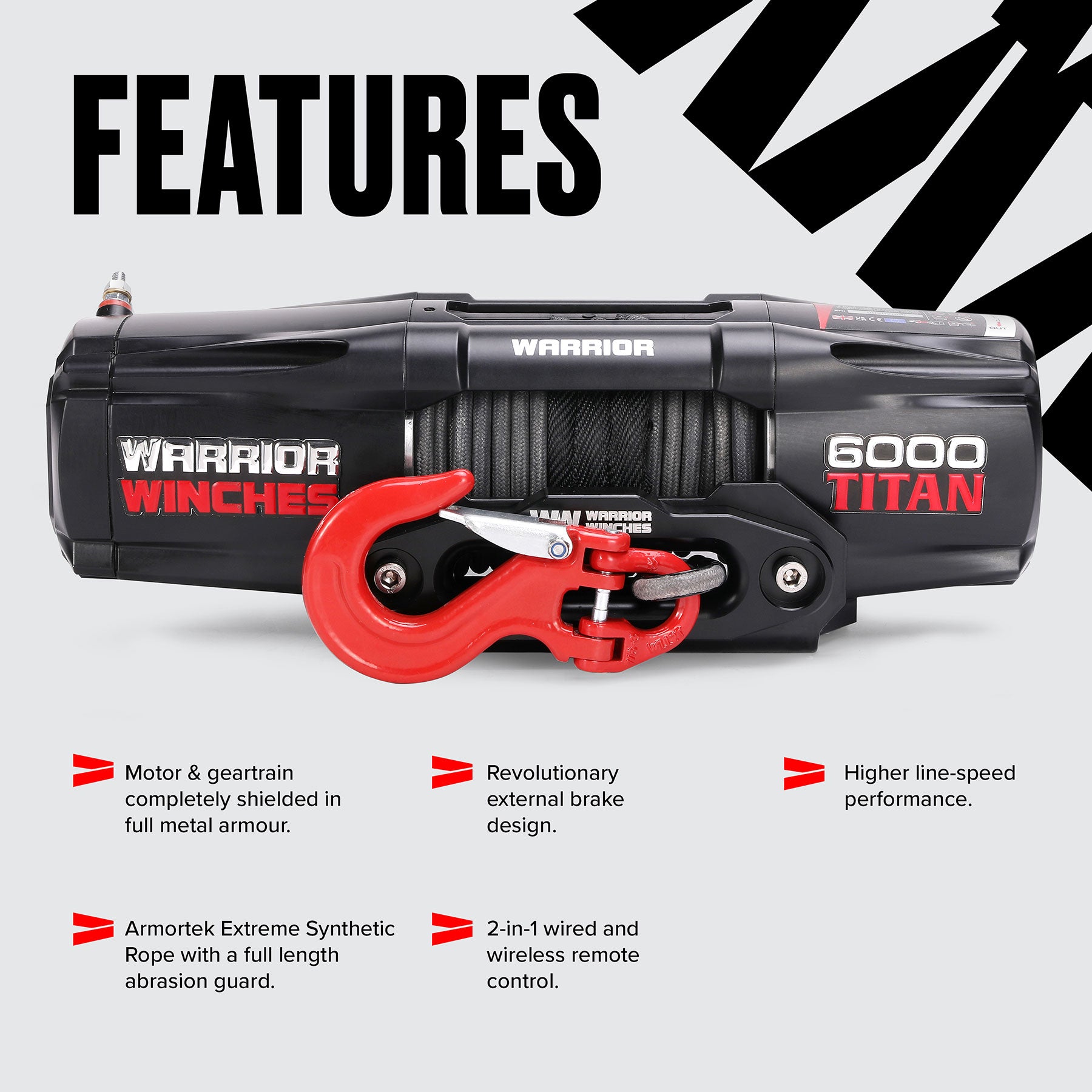 Titan 6,000lb 12v Electric Winch - Synthetic Rope