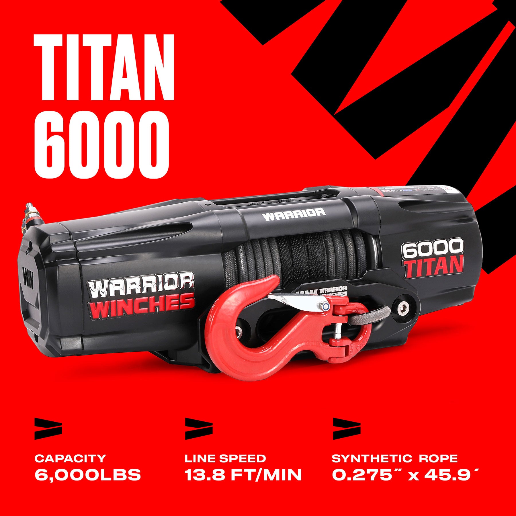 Titan 6,000lb 12v Electric Winch - Synthetic Rope
