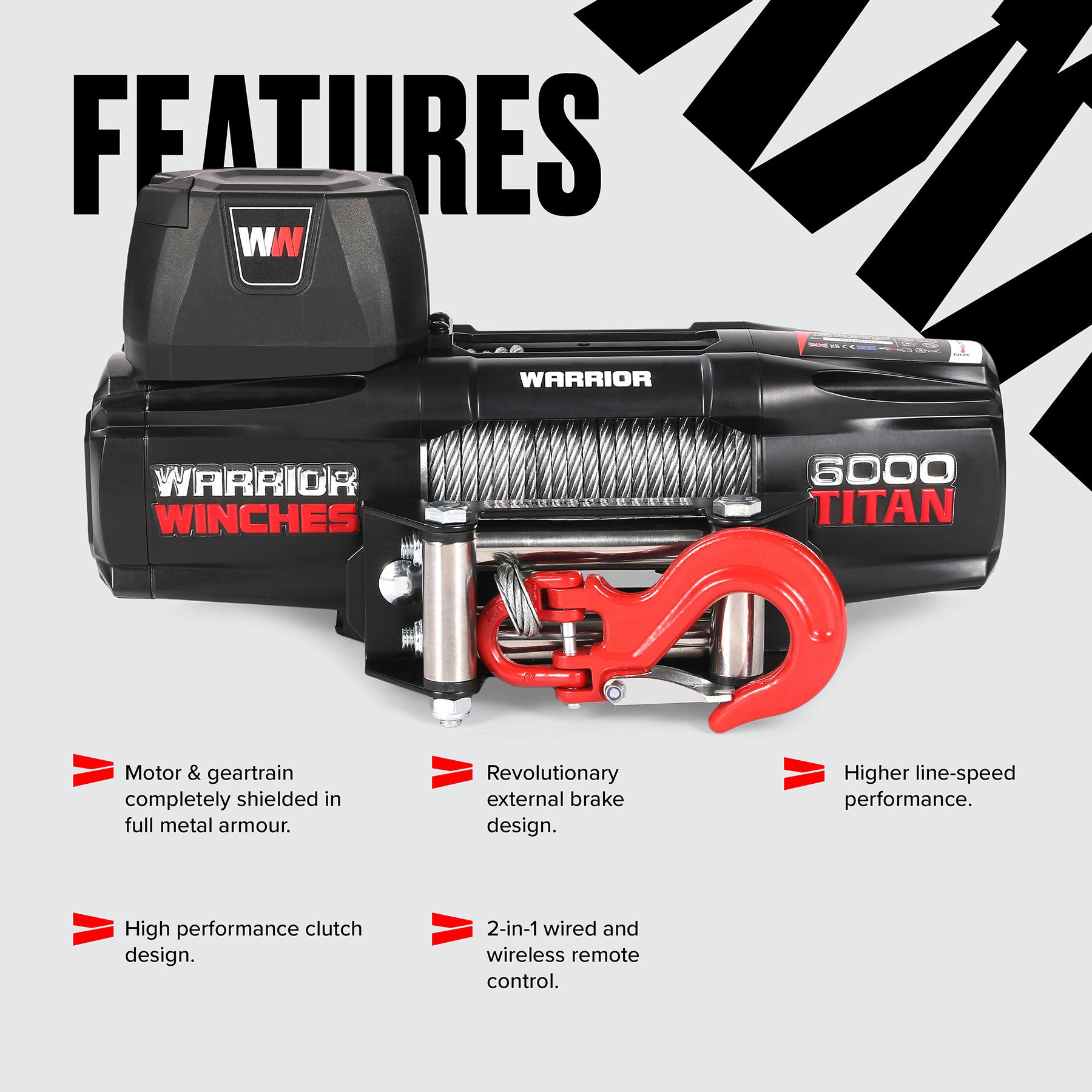 Titan 6,000lb 12v Electric Winch - Steel Rope