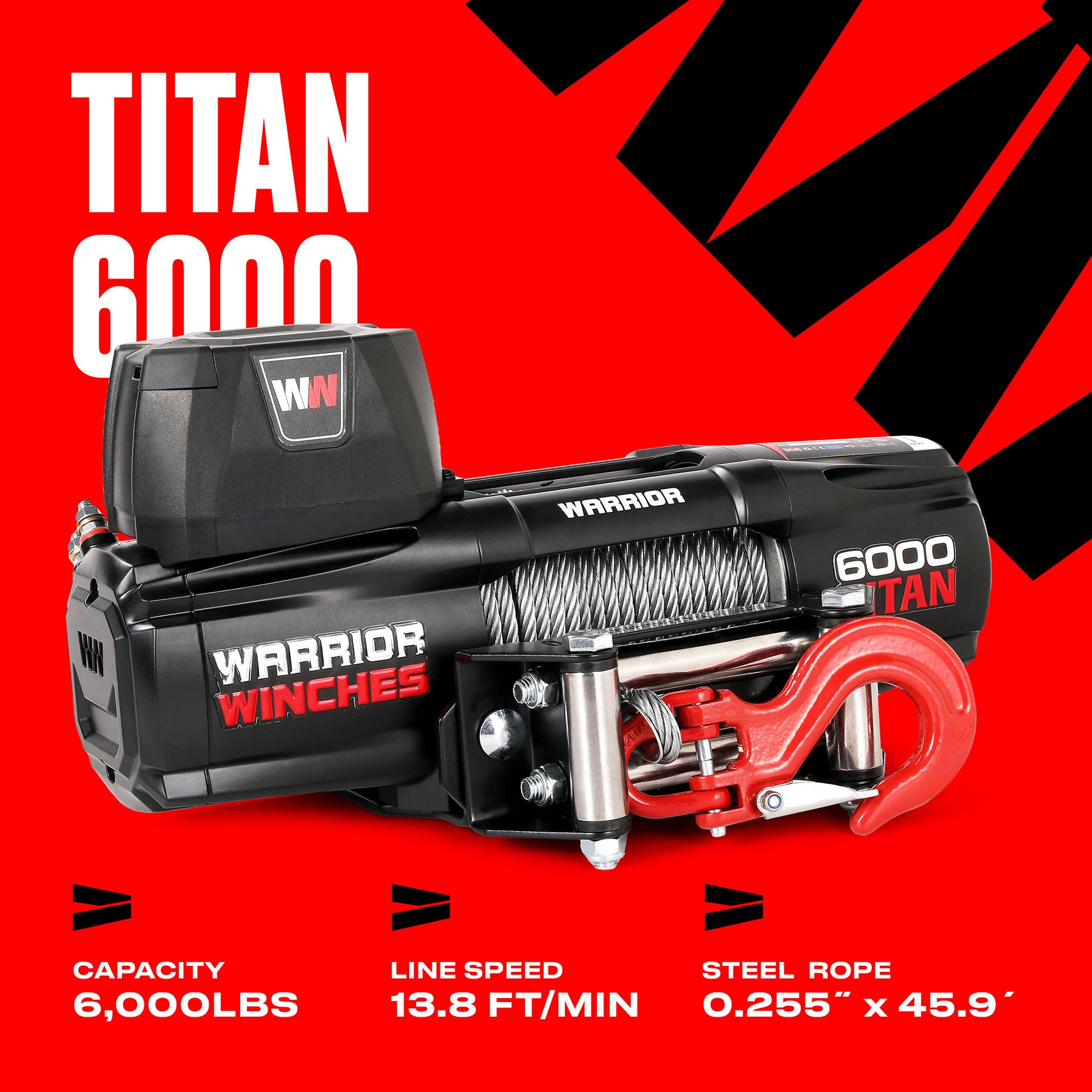 Titan 6,000lb 12v Electric Winch - Steel Rope