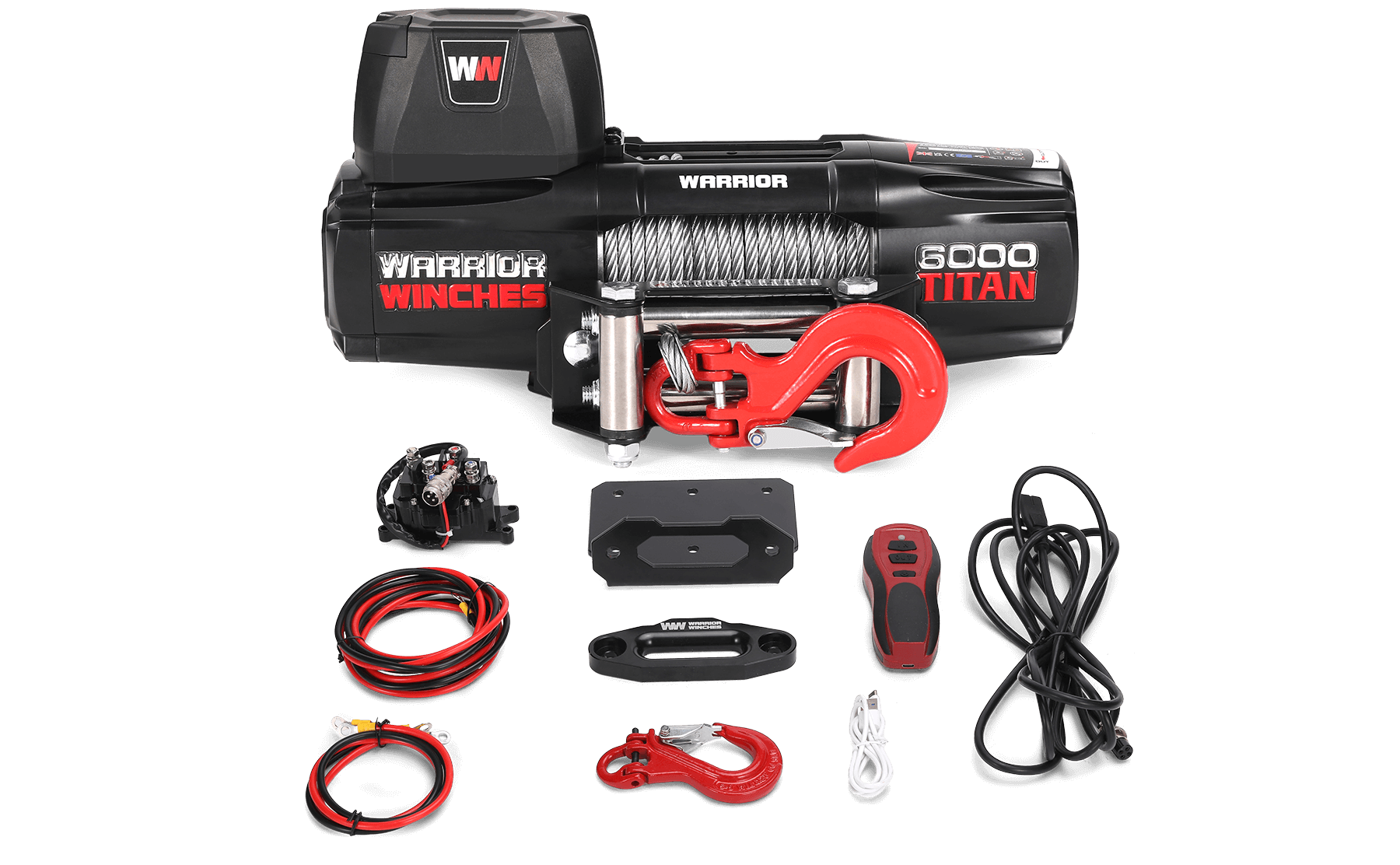 Titan 6,000lb 12v Electric Winch - Steel Rope
