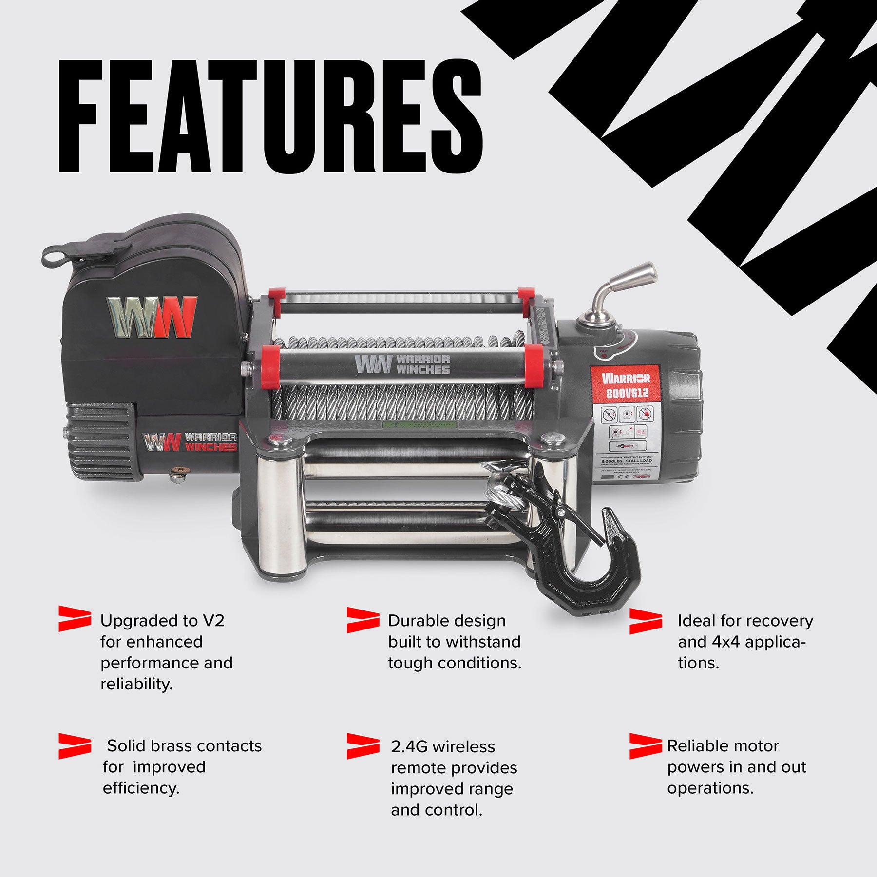Samurai 8,000lb 12v Electric Winch - Steel Rope
