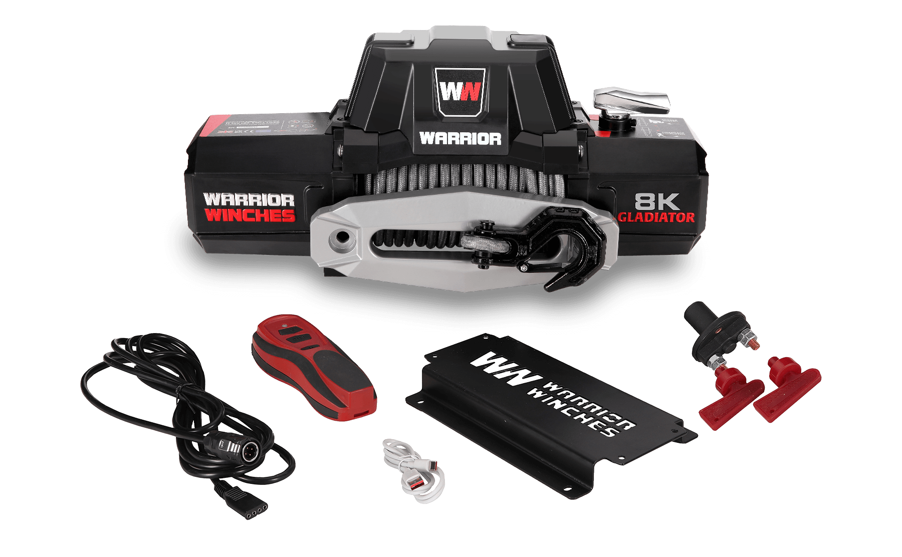 Gladiator F-Type 8,000lb 12v Electric Winch - Synthetic Rope