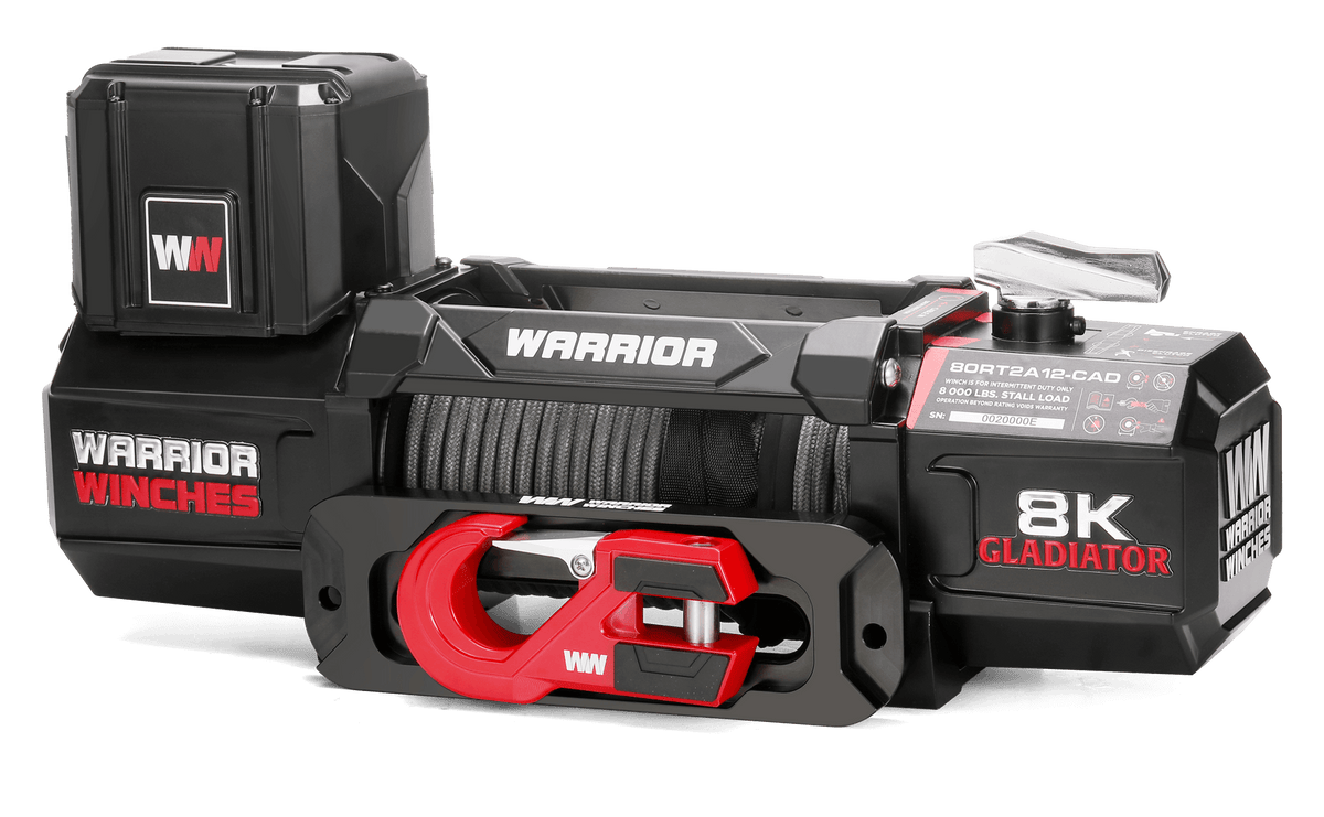 Gladiator V2 R-Type 8,000lb 12v Electric Winch - Synthetic Rope - Warrior Winches USA
