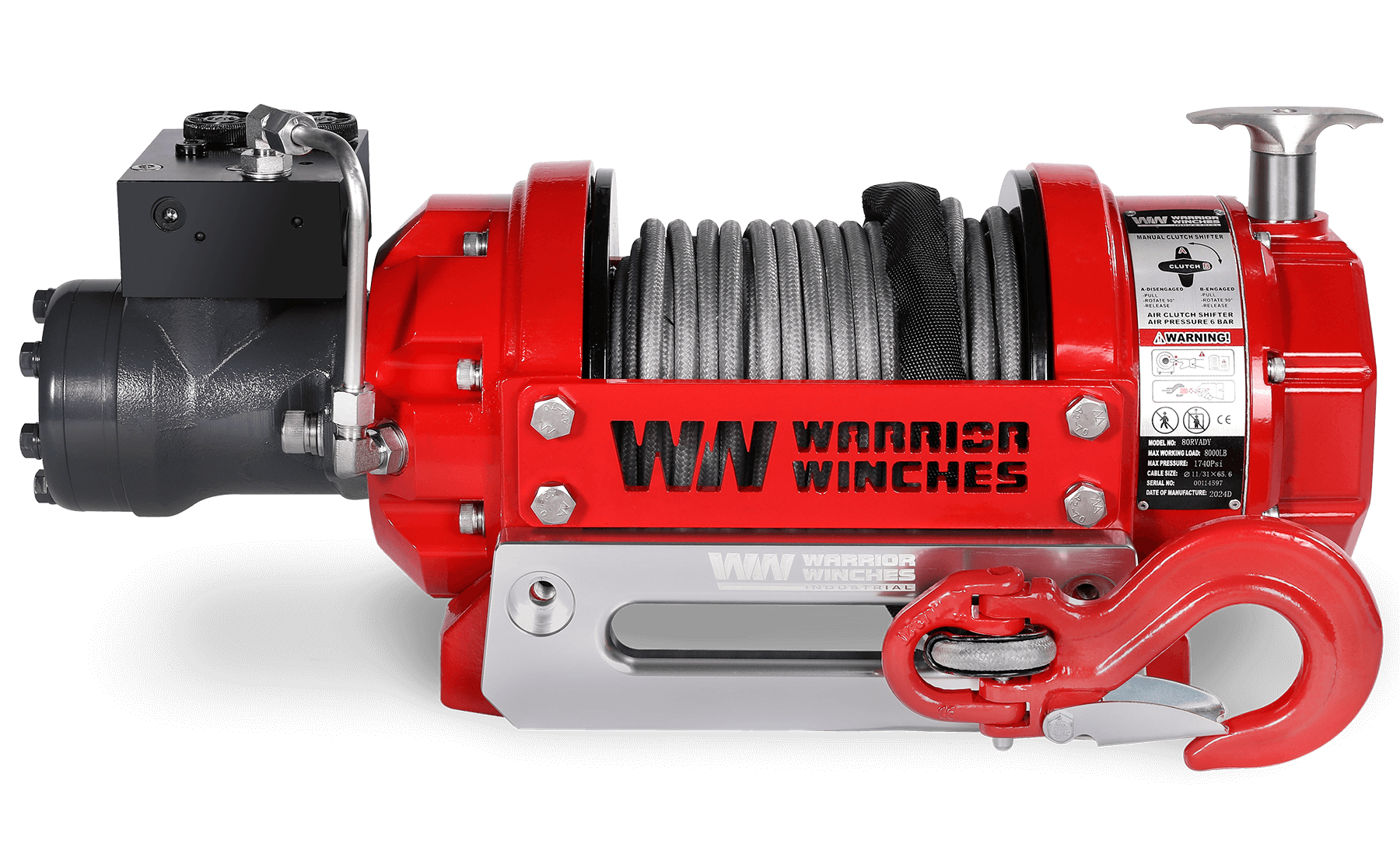 RV8 8,000lb (3.6 Ton) Hydraulic Short Drum Winch - Synthetic Rope