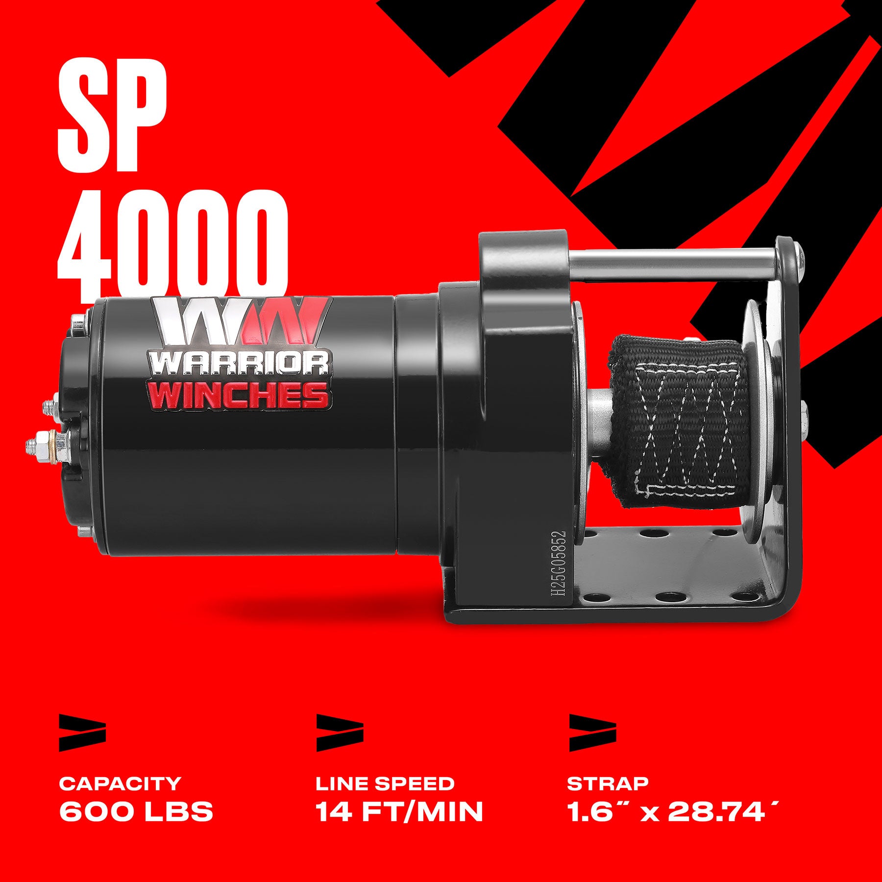 SP4000 600lbs Snow Plow 12V Electric WInch - Warrior Winches USA