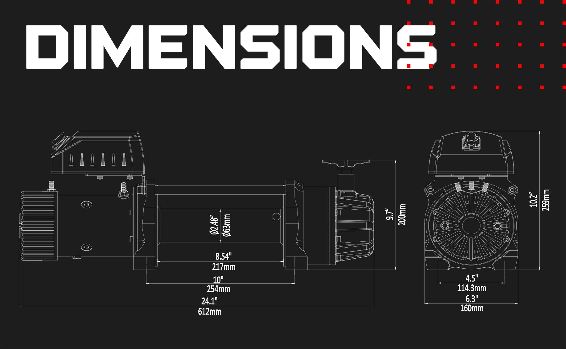 T1000 14,500lb Severe Duty 12v Electric Winch - Steel Rope