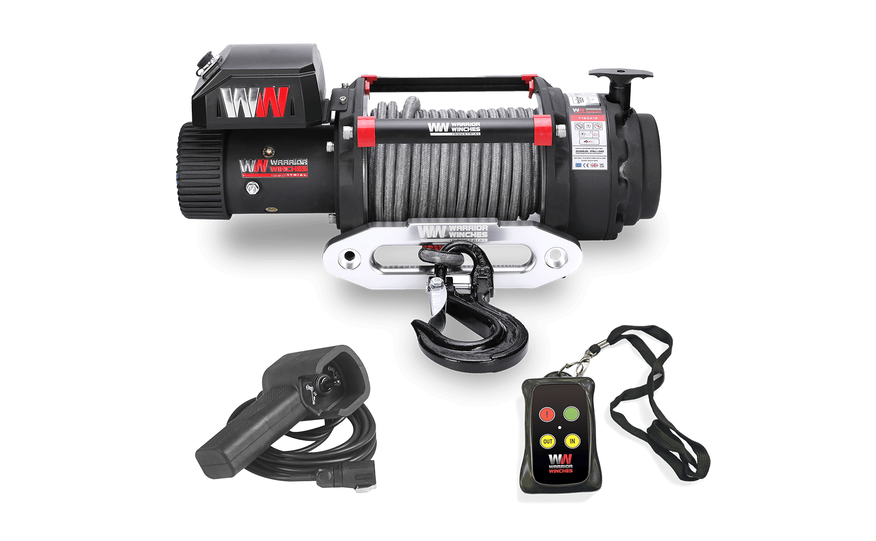 T1000 20,000lb Severe Duty 12v Electric Winch - Synthetic Rope