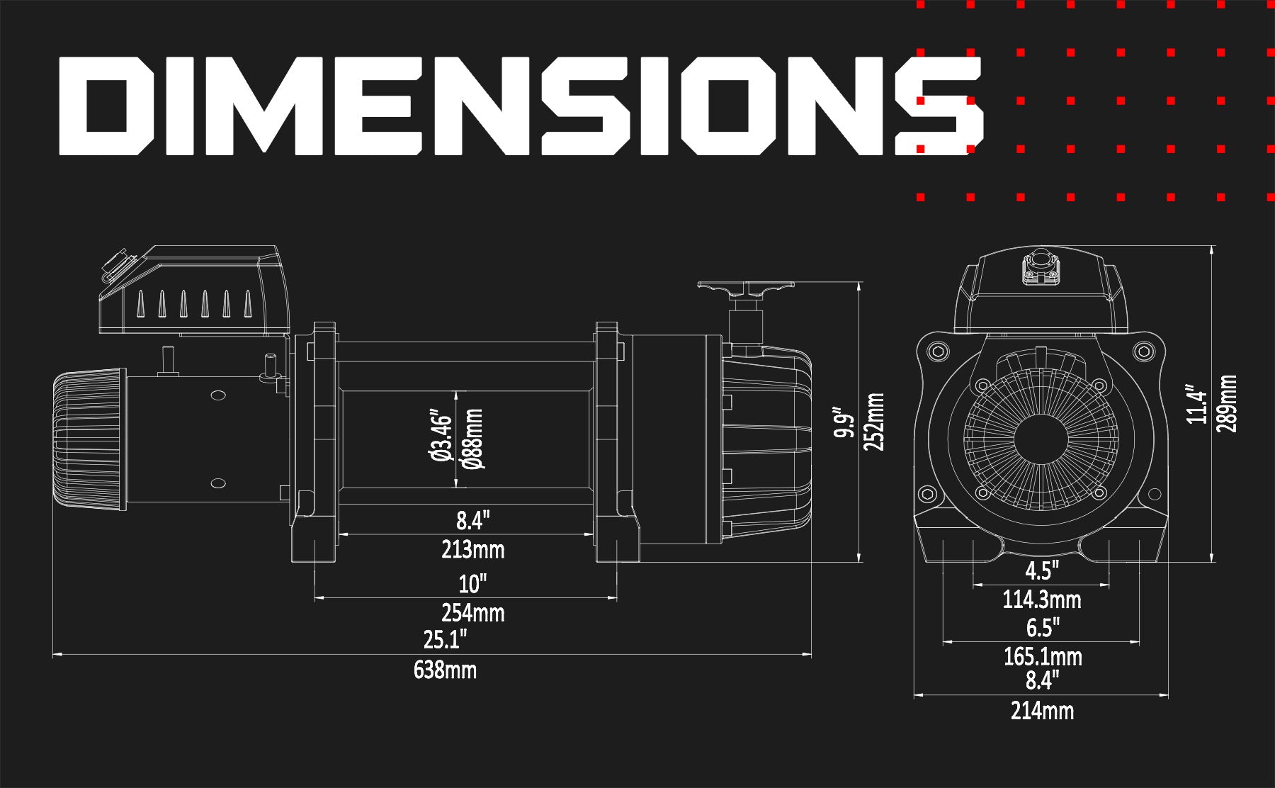 T1000 22,000lb Severe Duty 12v Electric Winch - Steel Rope