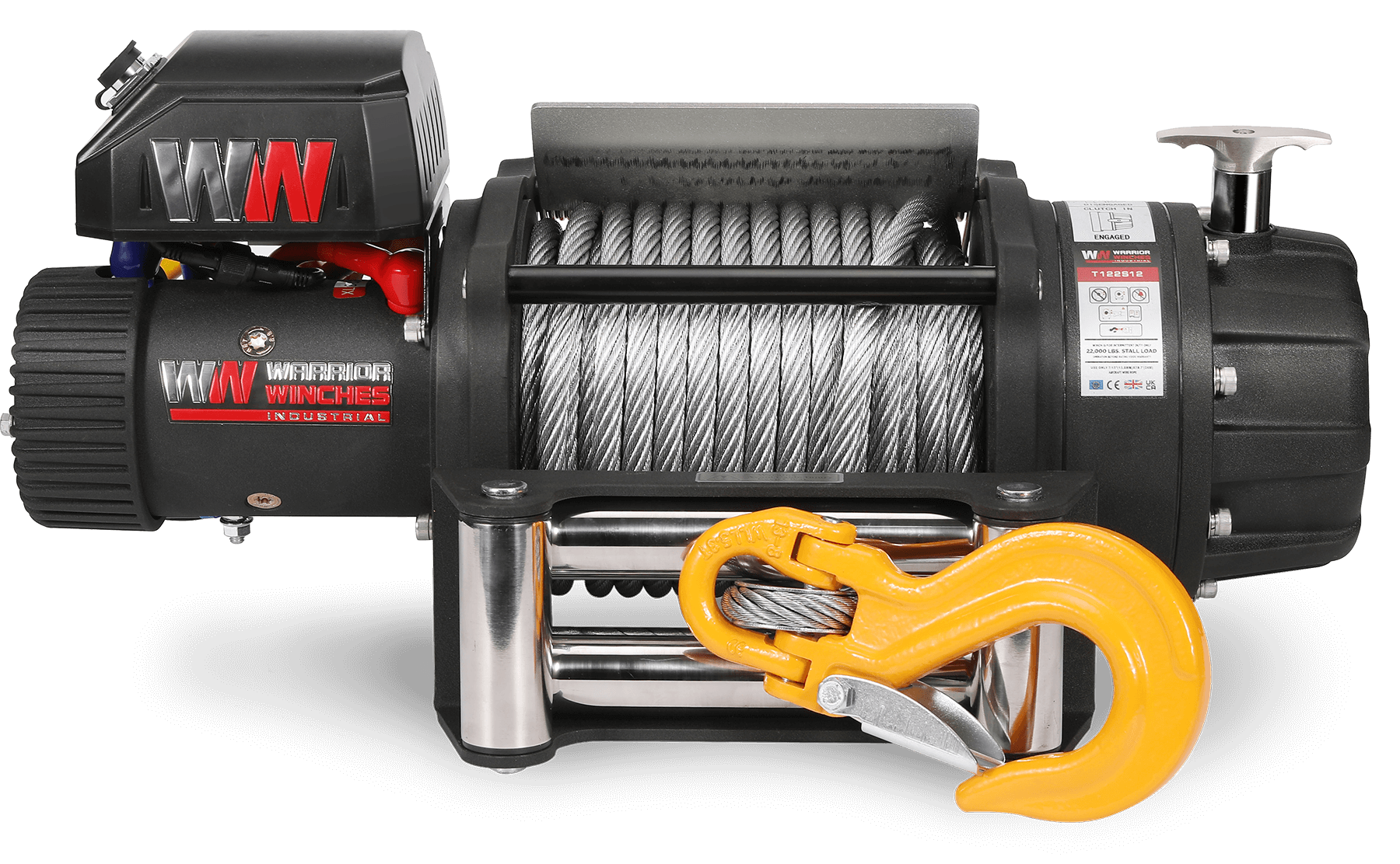 T1000 22,000lb Severe Duty 12v Electric Winch - Steel Rope