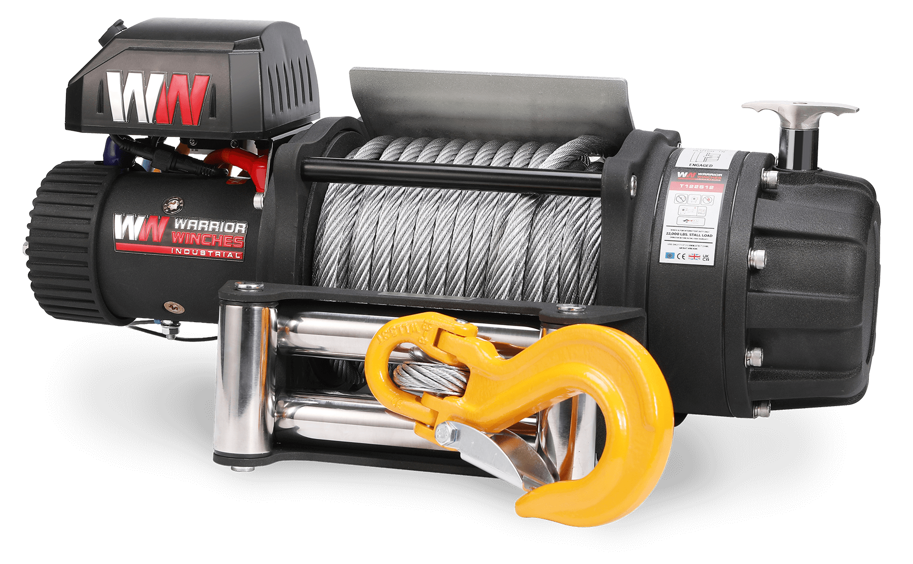 T1000 22,000lb Severe Duty 12v Electric Winch - Steel Rope