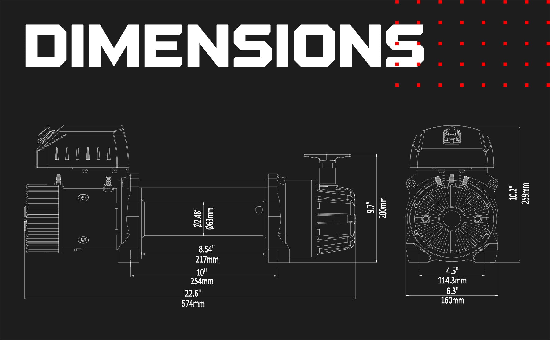 T1000 12,500lb Severe Duty 12v Electric Winch - Steel Rope