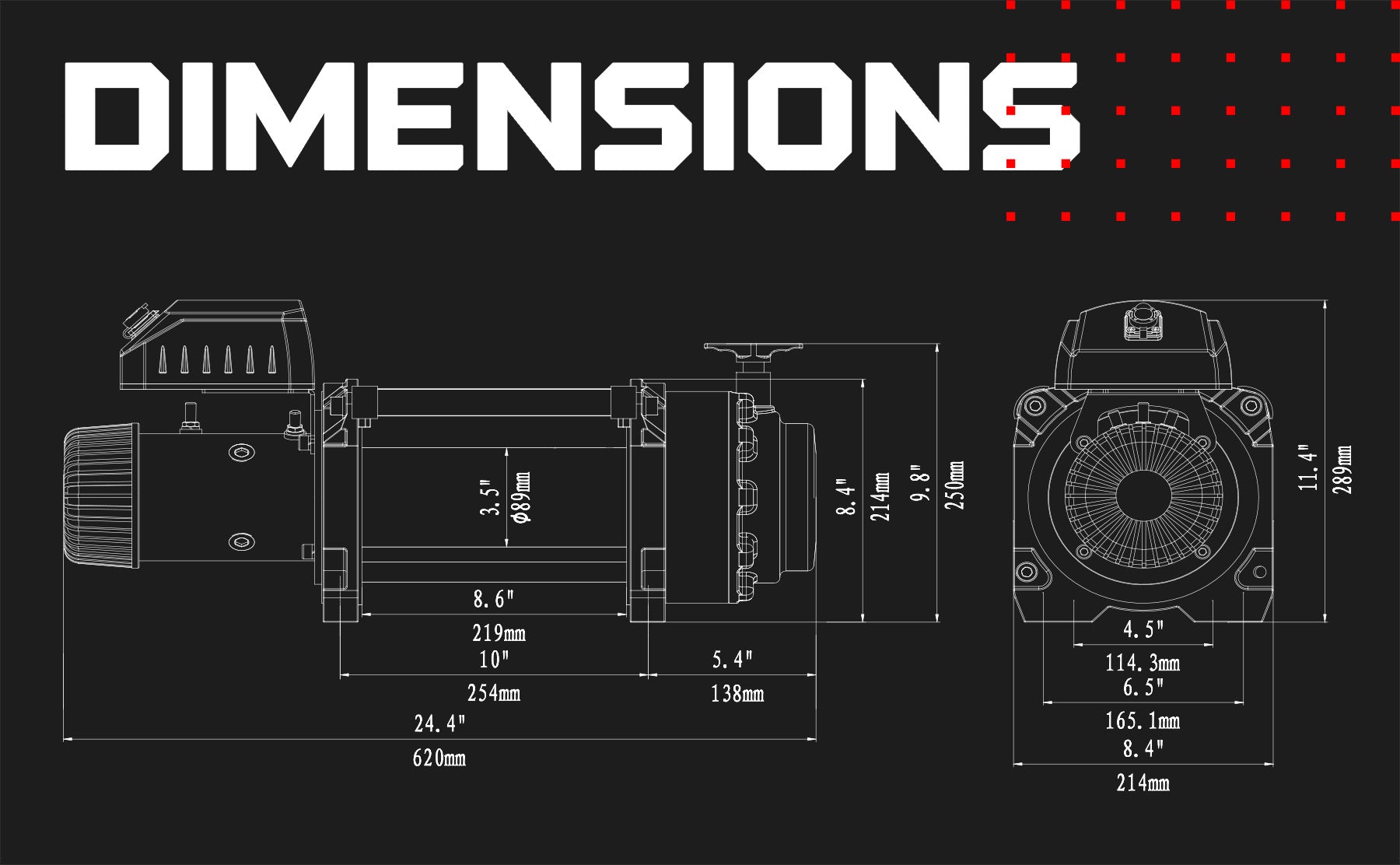 T1000 18,000lb Severe Duty 12v Electric Winch - Steel Rope