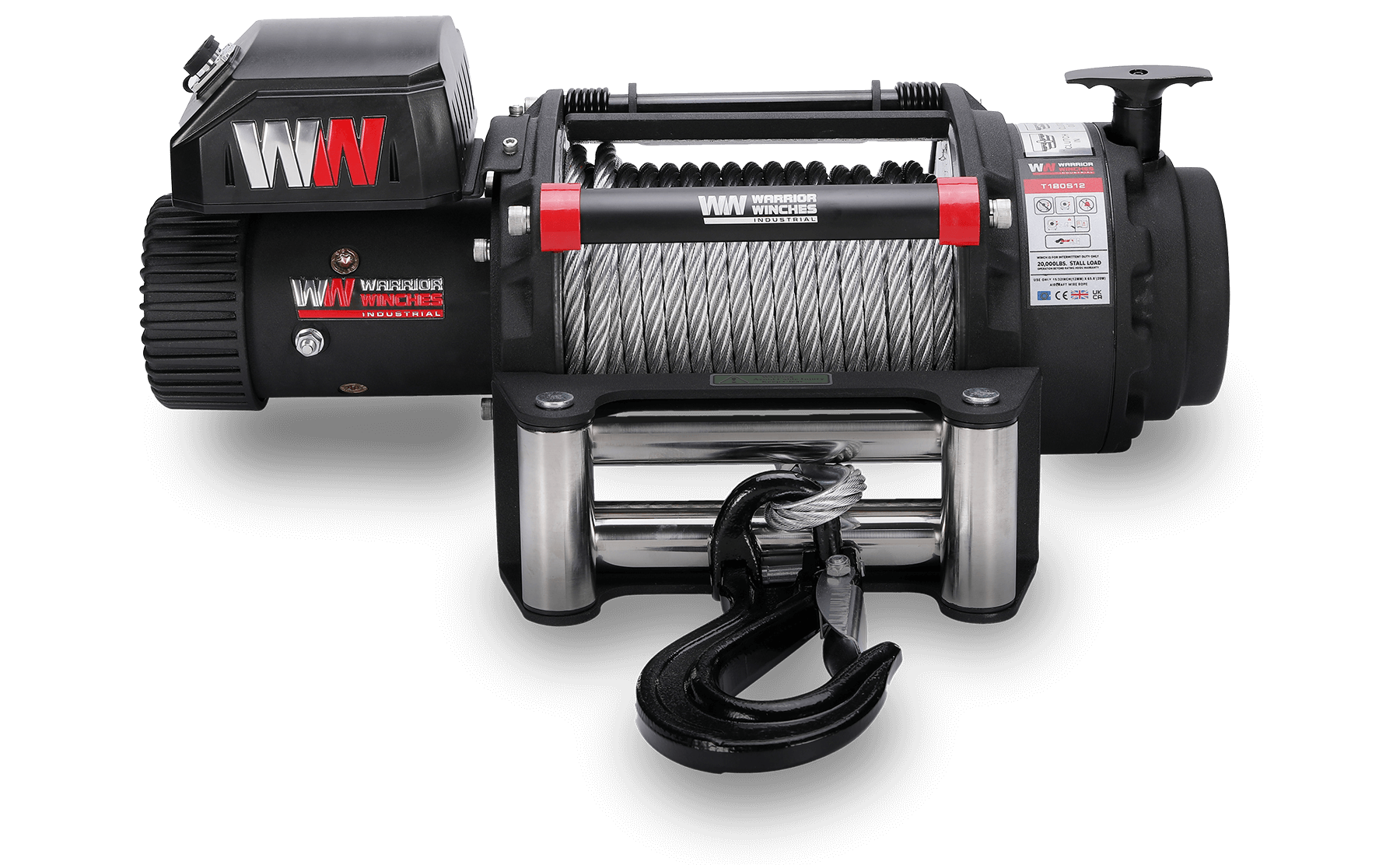 T1000 18,000lb Severe Duty 12v Electric Winch - Steel Rope